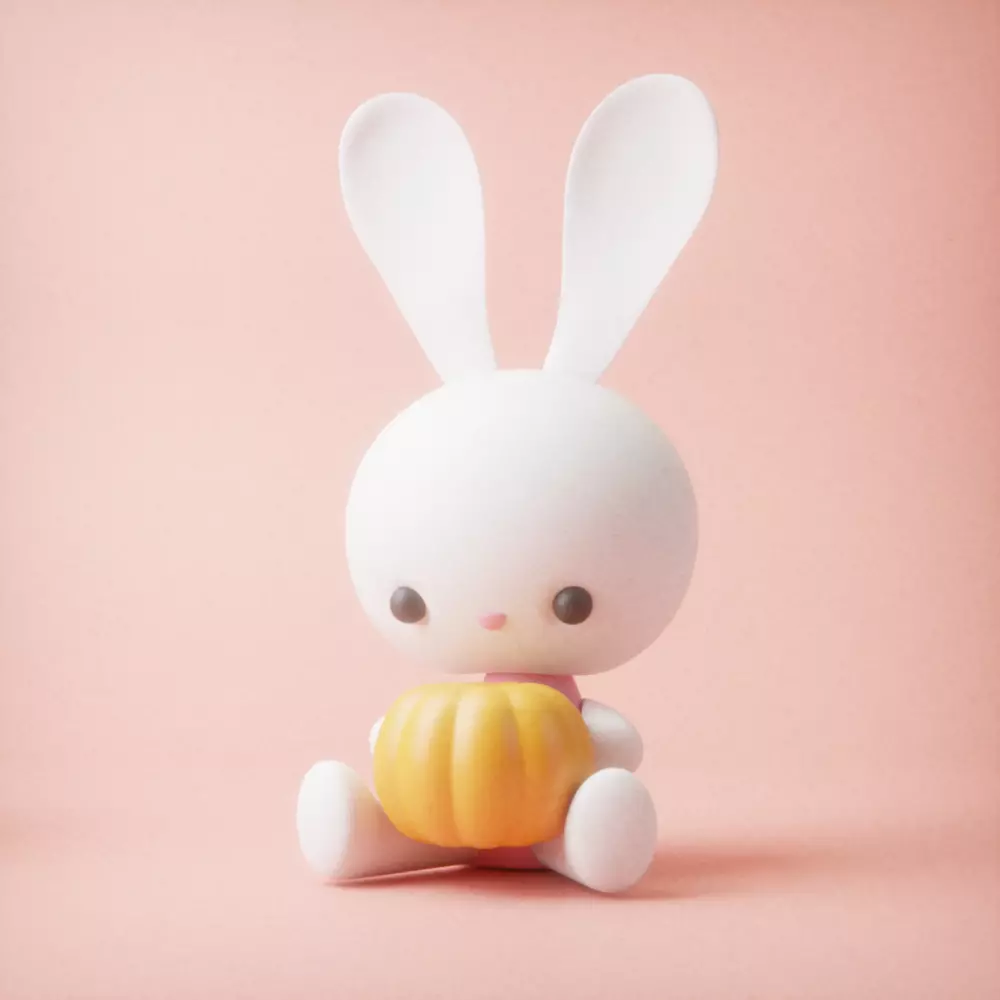 CUTE Halloween BUNNY WITH pumpkin 3D print model_0