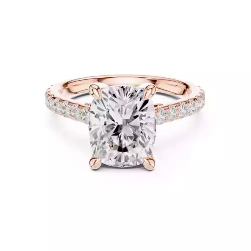 4CT Elongated Cushion Cut Hidden Halo Pave Diamond Ring Video