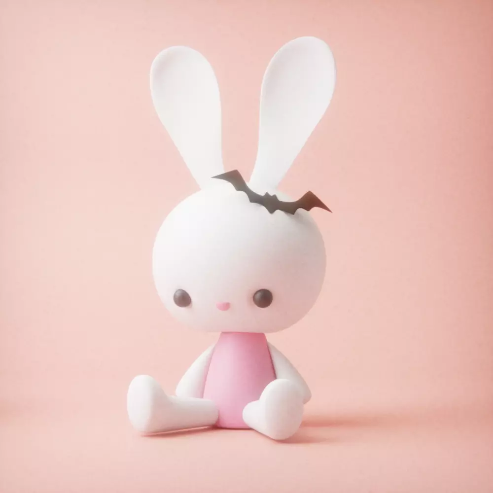 CUTE Halloween BUNNY WITH bat 3D print model_0