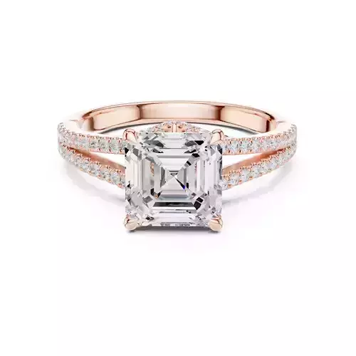 Split Shank Asscher Cut Diamond Engagement Ring 3DM STL Video