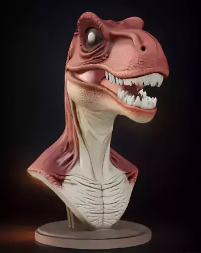 Velociraptor Bust 3D Model - STL Printable Dinosaur