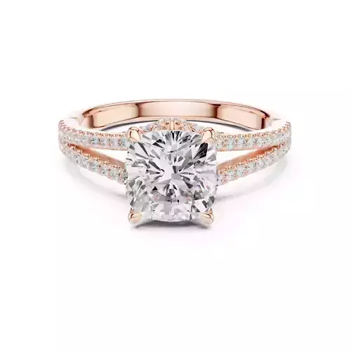 Split Shank Cushion Cut Crossover Engagement Ring 3DM STL Video