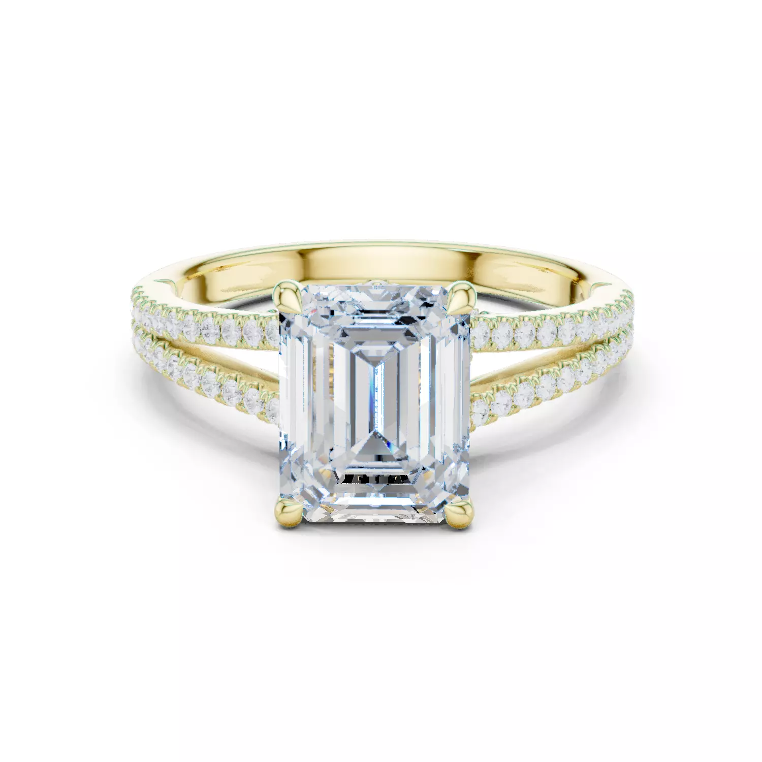 Split Shank Emerald Cut Chevron Hidden Halo Ring 3DM STL Video 3D print model_13