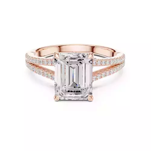 Split Shank Emerald Cut Chevron Hidden Halo  Ring 3DM STL Video