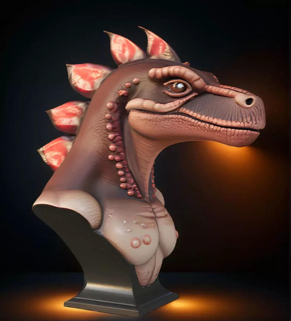 Stygimoloch Head Bust 3D Model -STL Printable Dinosaur Sculpture 3D print model