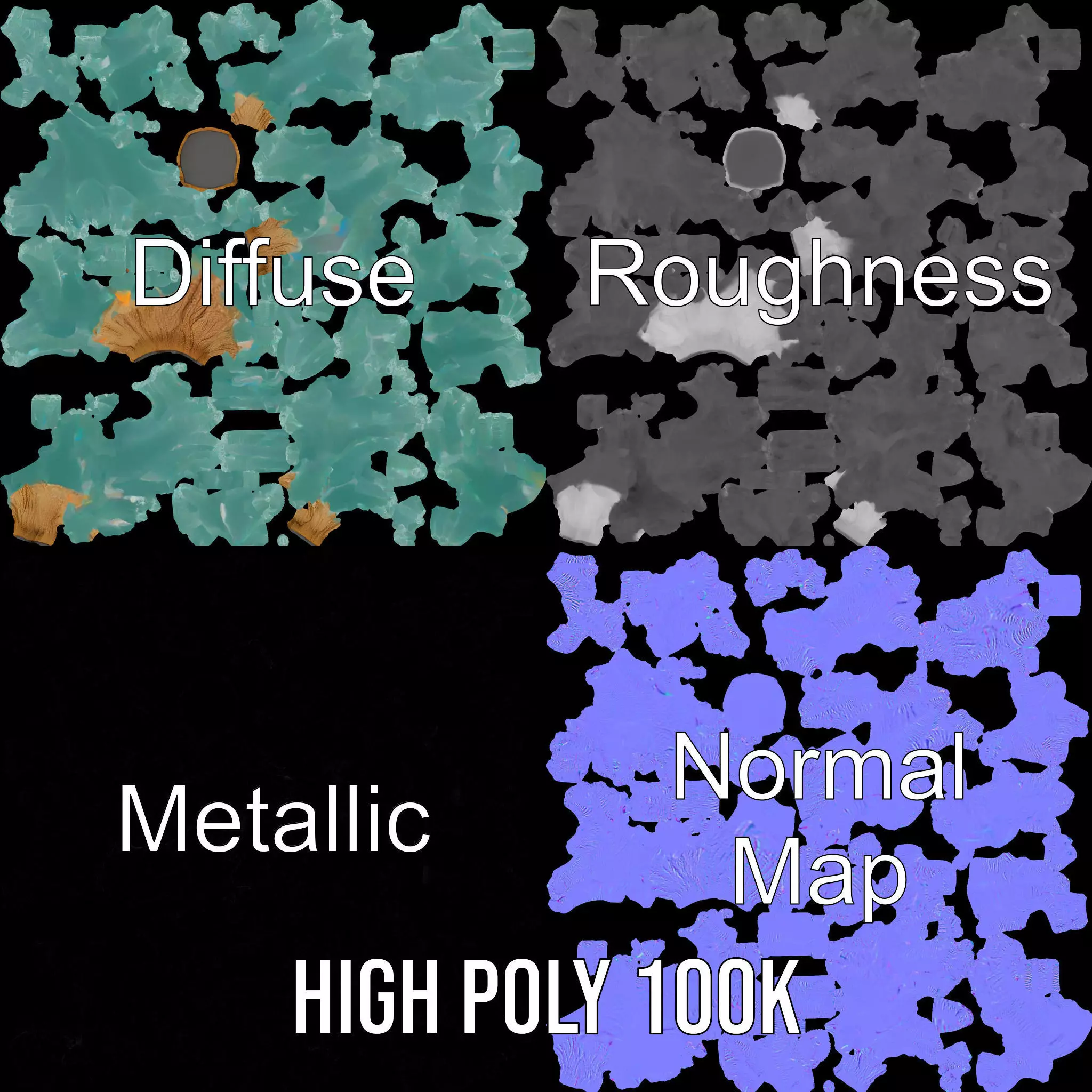 Turquoise Coral model pack Low-poly 3D model_3