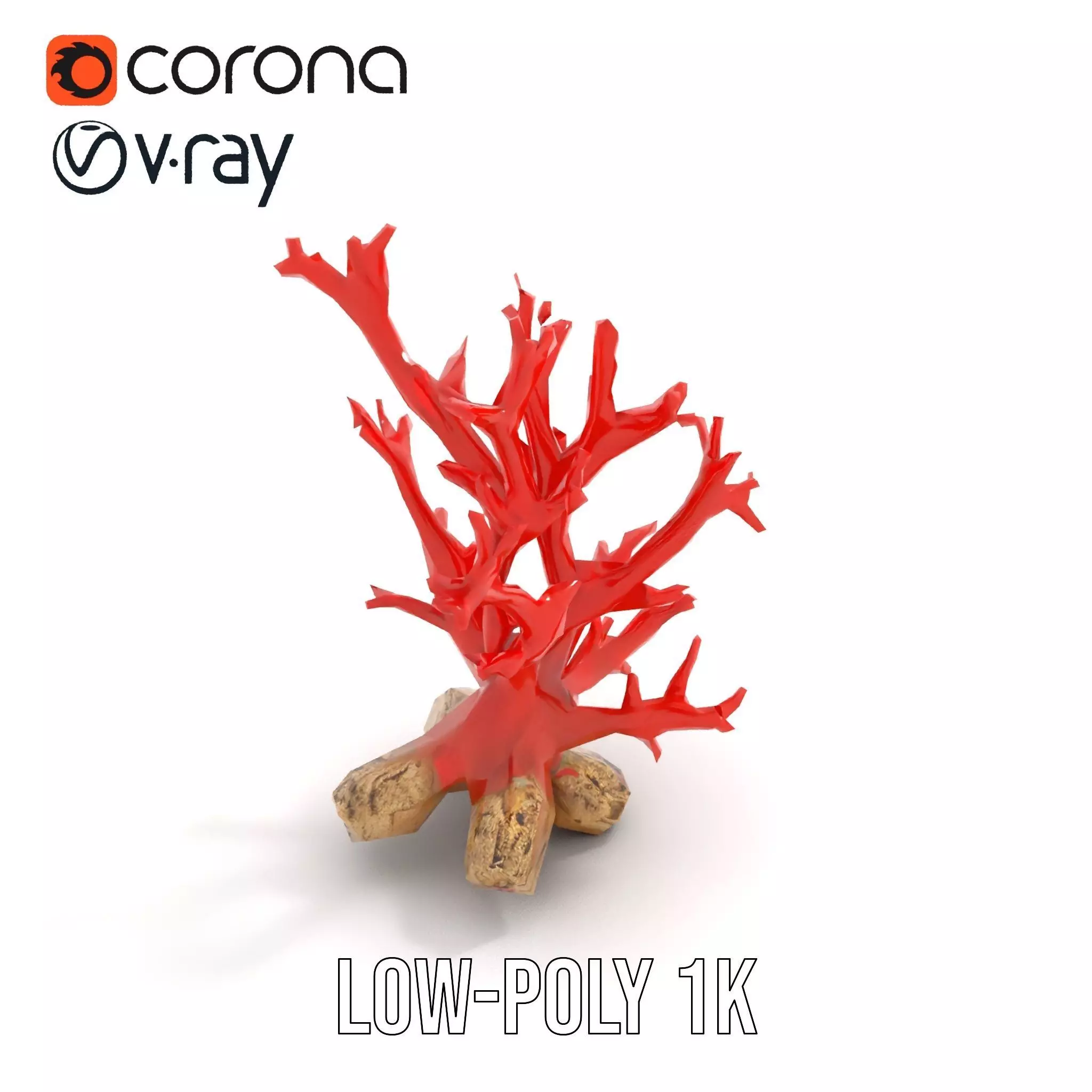 Red Coral Reef model pack Low-poly 3D model_12