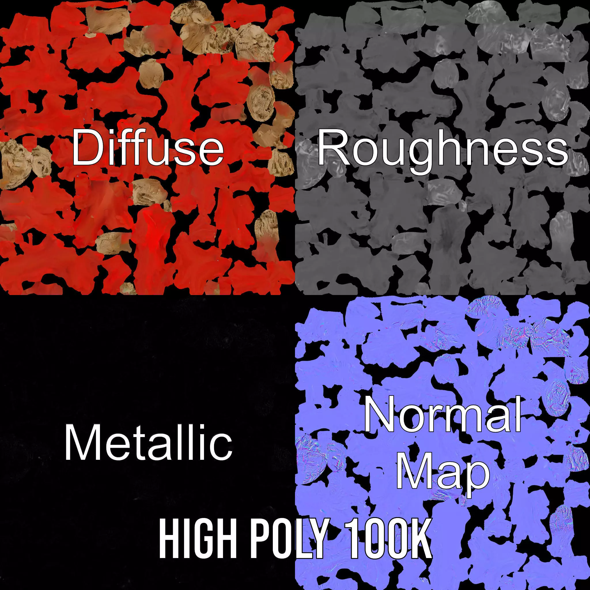 Red Coral Reef model pack Low-poly 3D model_3