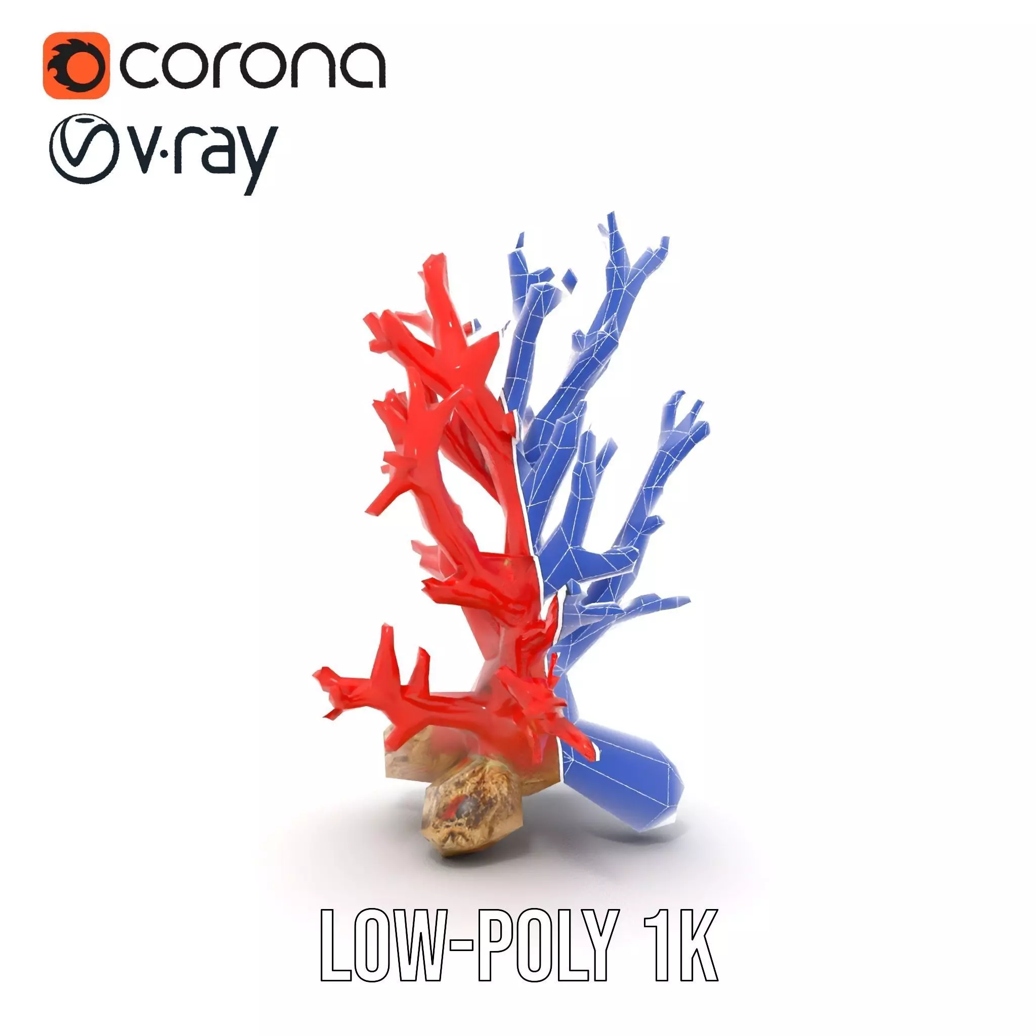 Red Coral Reef model pack Low-poly 3D model_18