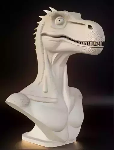 Oviraptor Head Bust 3D Model - STL Printable Dinosaur Sculpture