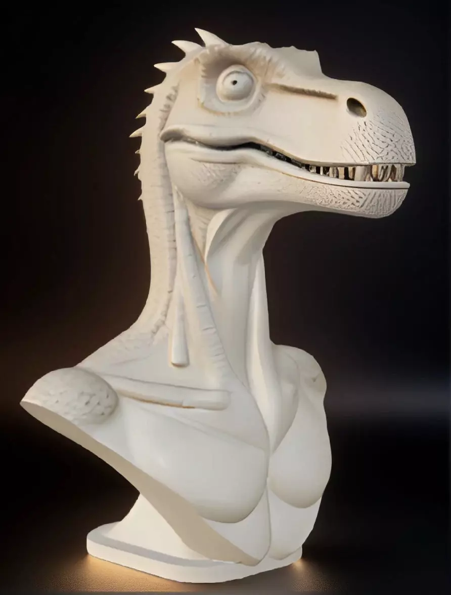 Oviraptor Head Bust 3D Model - STL Printable Dinosaur Sculpture 3D print model_0
