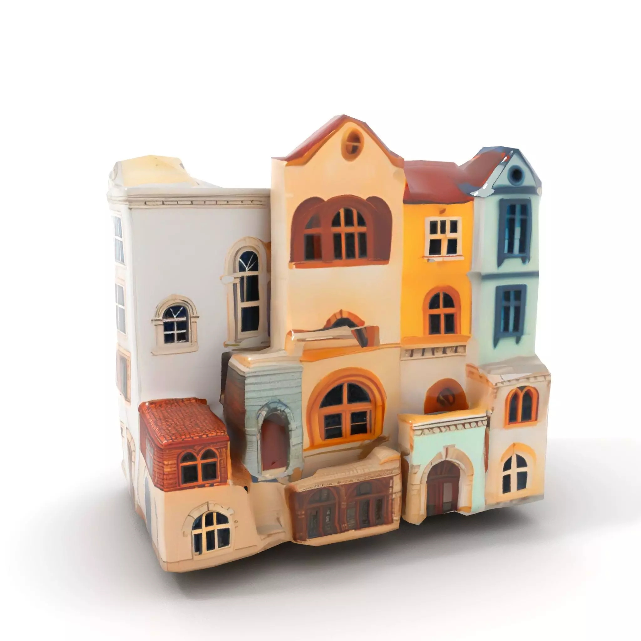 Charming Townhouse Faade model pack Low-poly 3D model_7