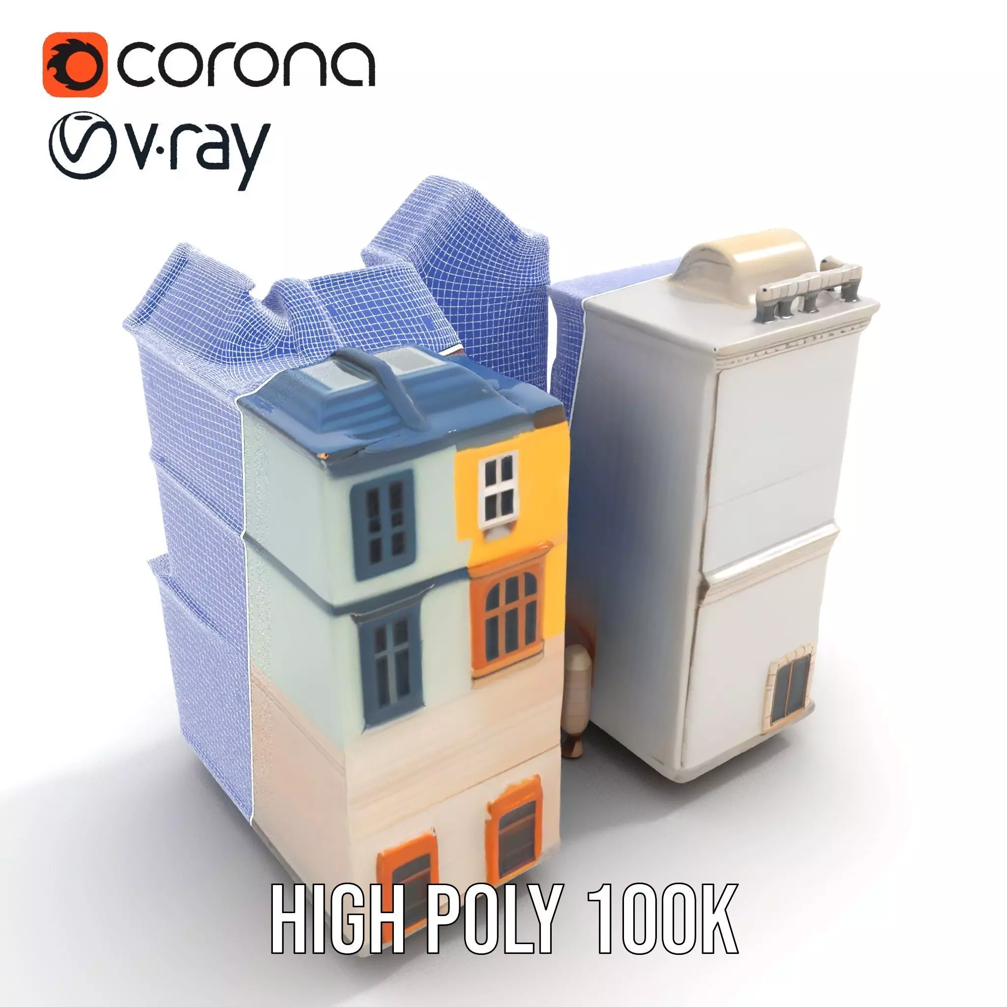 Charming Townhouse Faade model pack Low-poly 3D model_32