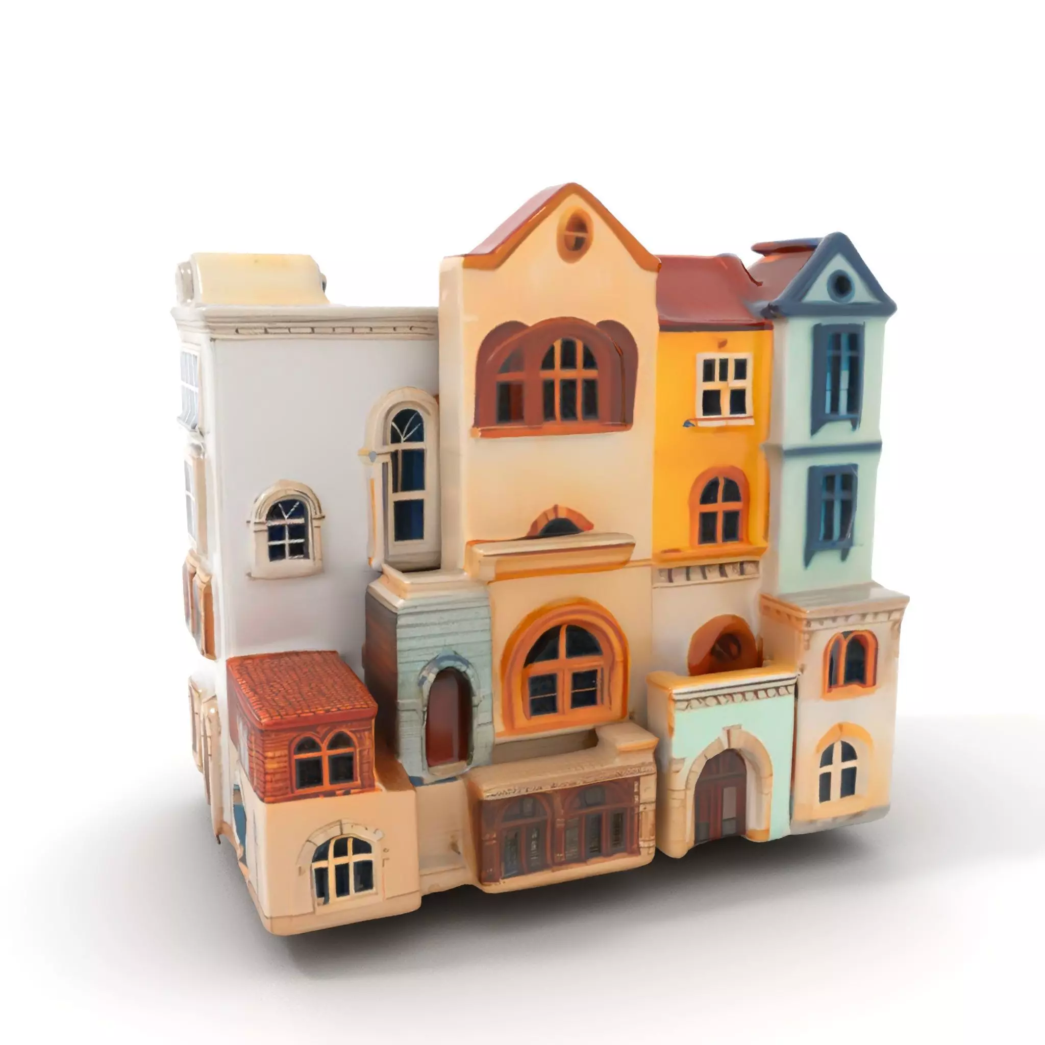 Charming Townhouse Faade model pack Low-poly 3D model_6