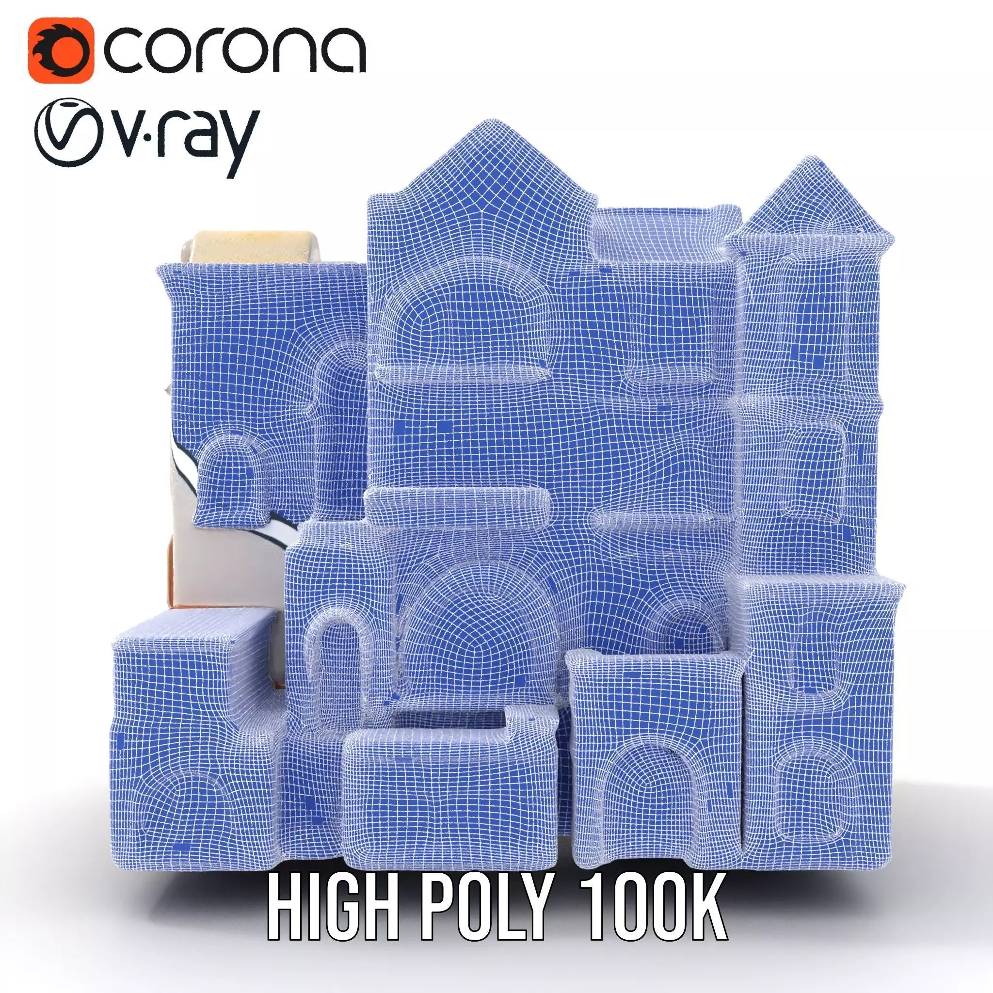 Charming Townhouse Faade model pack Low-poly 3D model_31