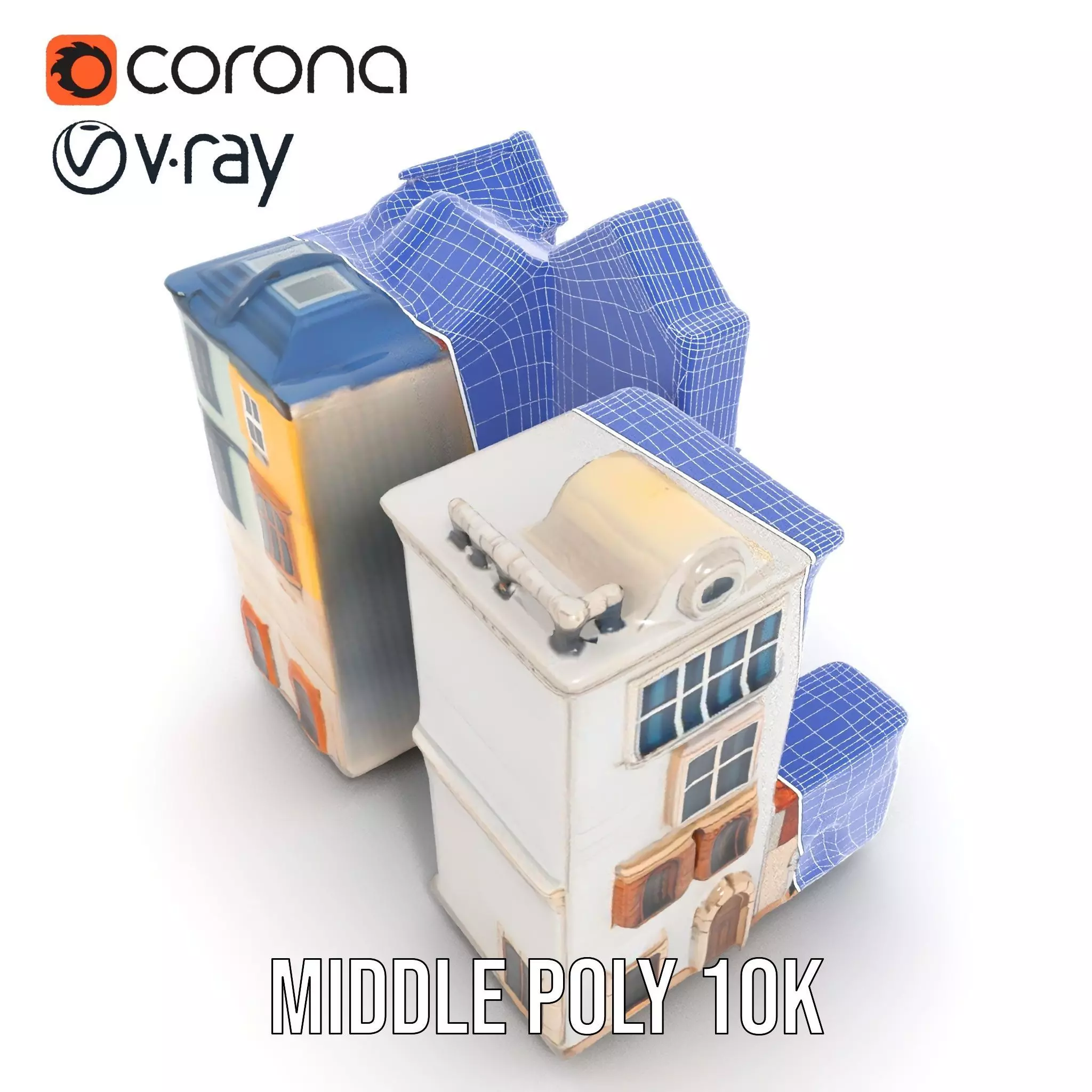 Charming Townhouse Faade model pack Low-poly 3D model_25