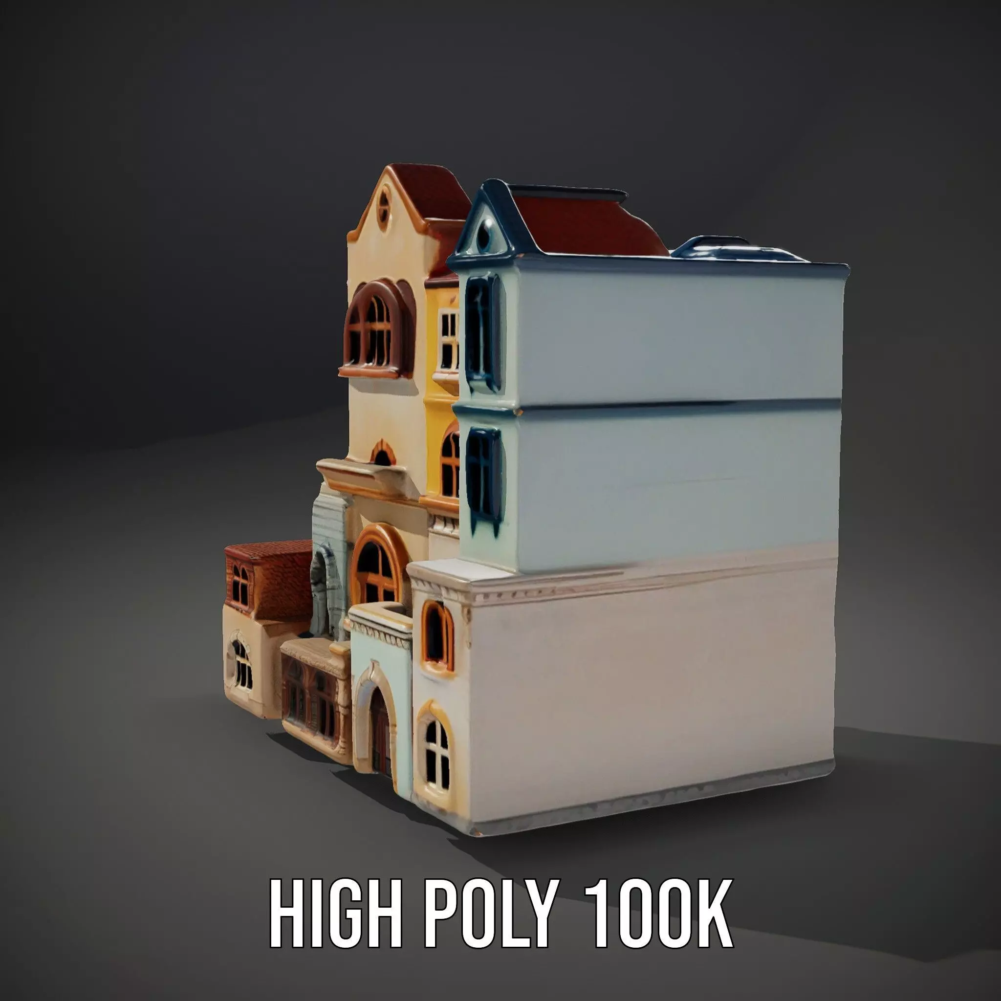 Charming Townhouse Faade model pack Low-poly 3D model_8