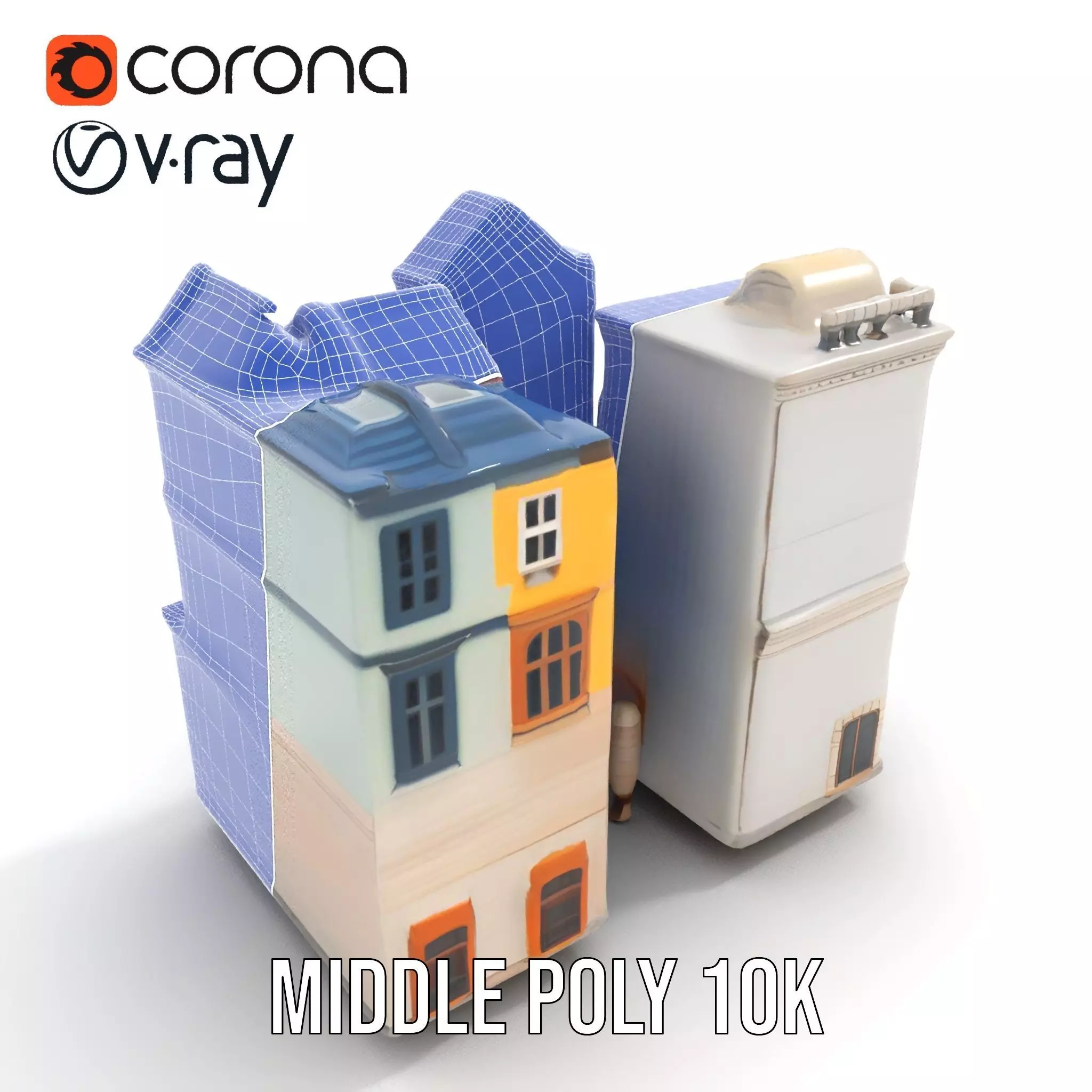 Charming Townhouse Faade model pack Low-poly 3D model_22