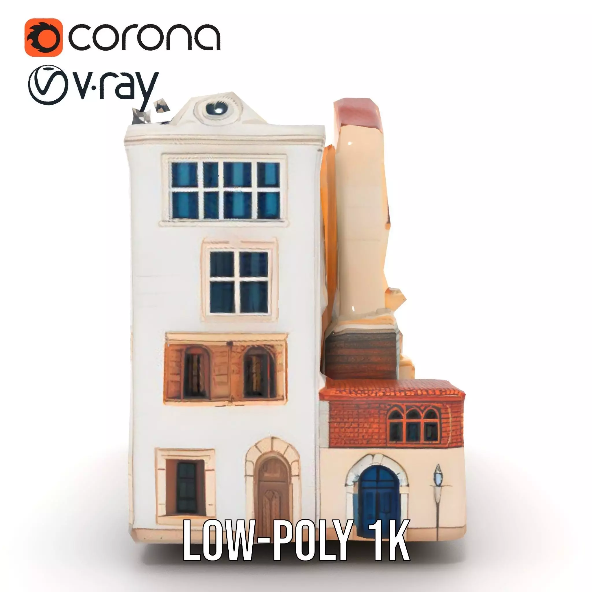 Charming Townhouse Faade model pack Low-poly 3D model_9