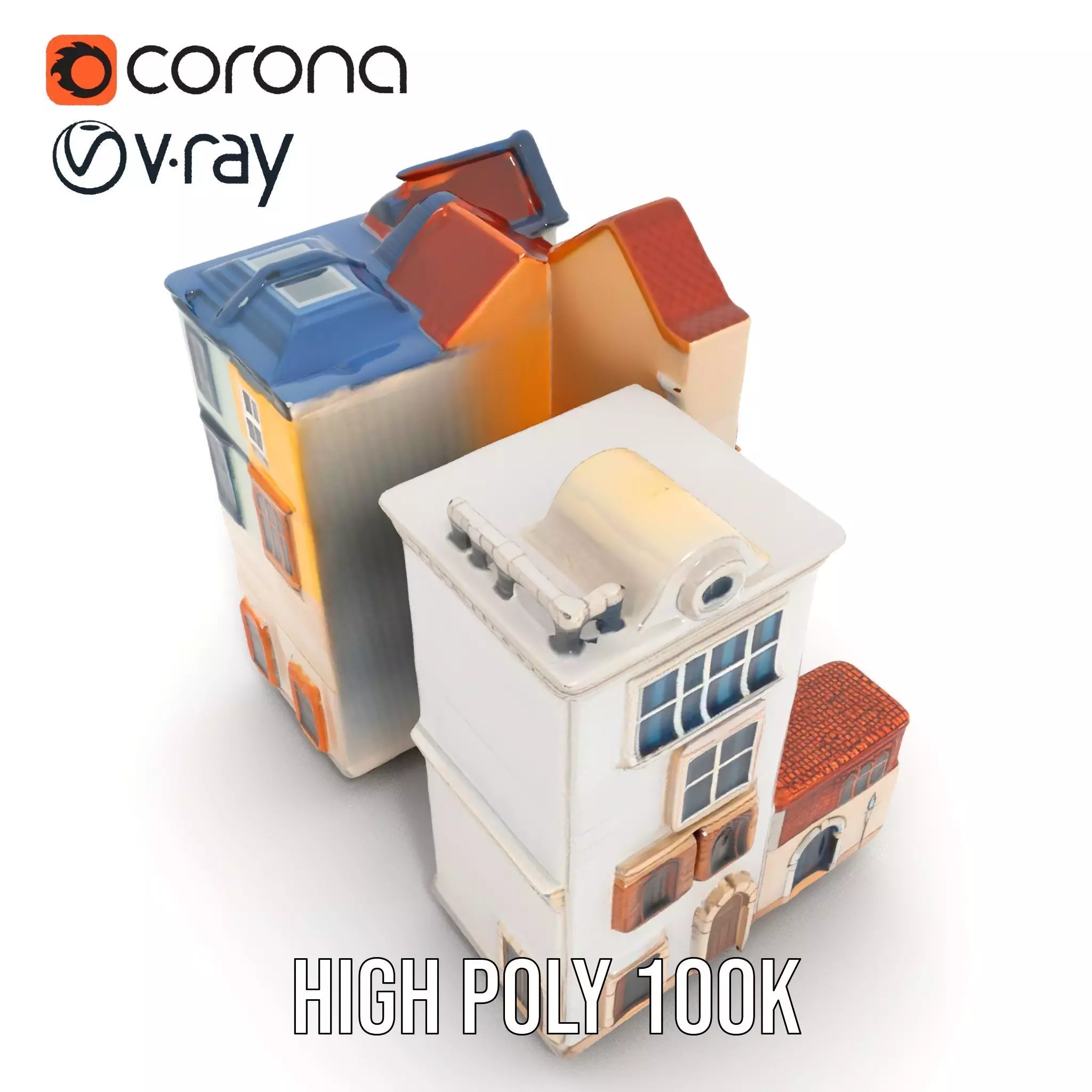 Charming Townhouse Faade model pack Low-poly 3D model_21