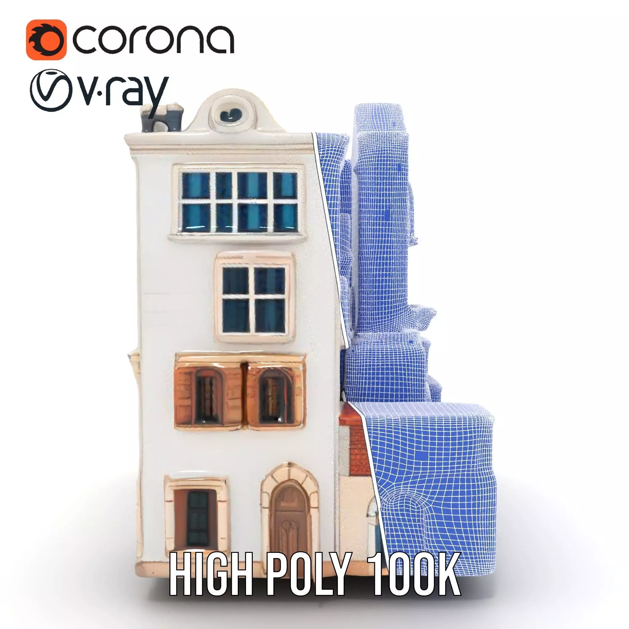 Charming Townhouse Faade model pack Low-poly 3D model_33