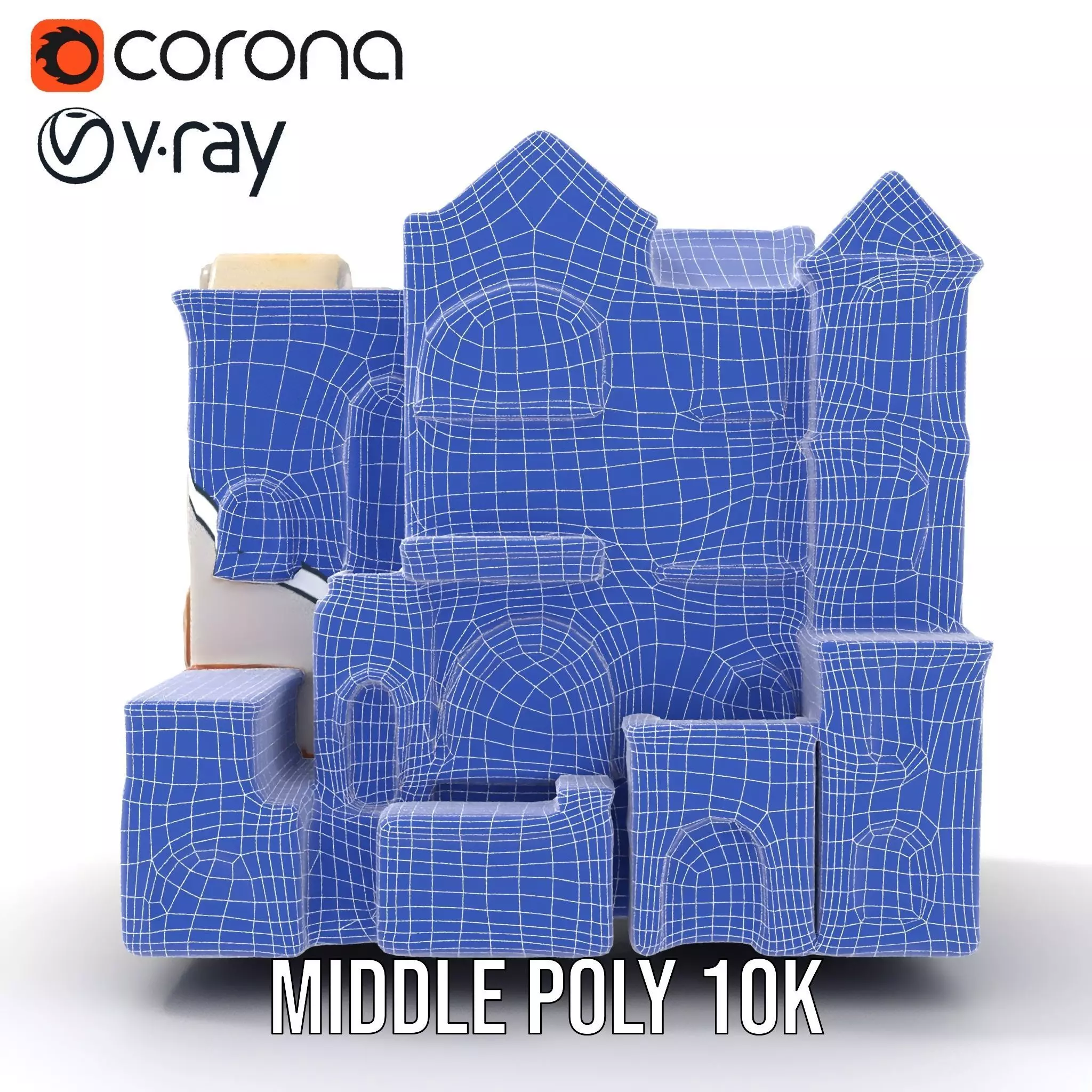 Charming Townhouse Faade model pack Low-poly 3D model_29