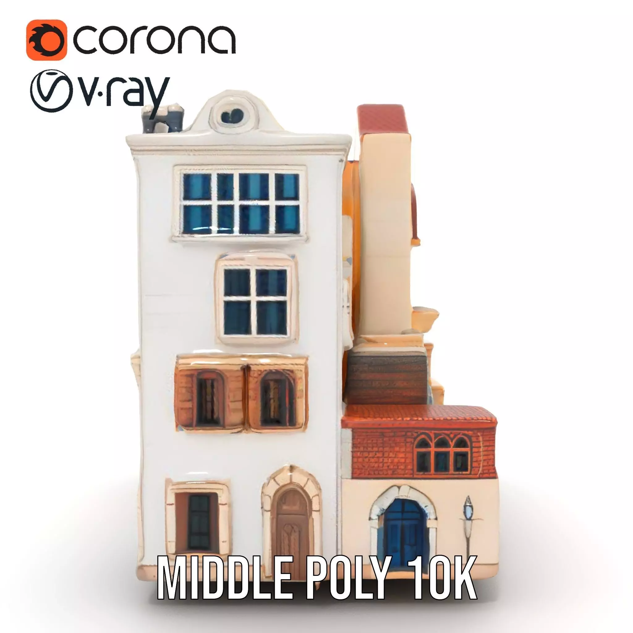 Charming Townhouse Faade model pack Low-poly 3D model_13