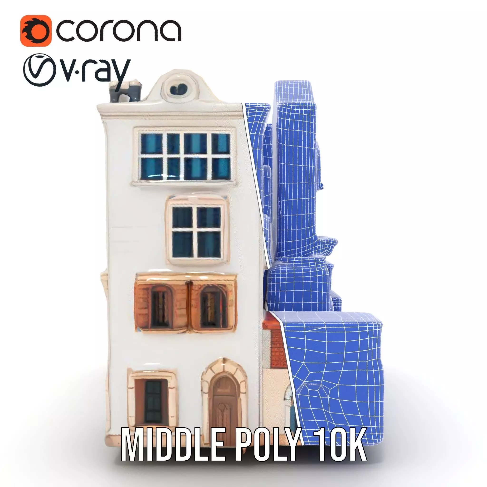 Charming Townhouse Faade model pack Low-poly 3D model_27