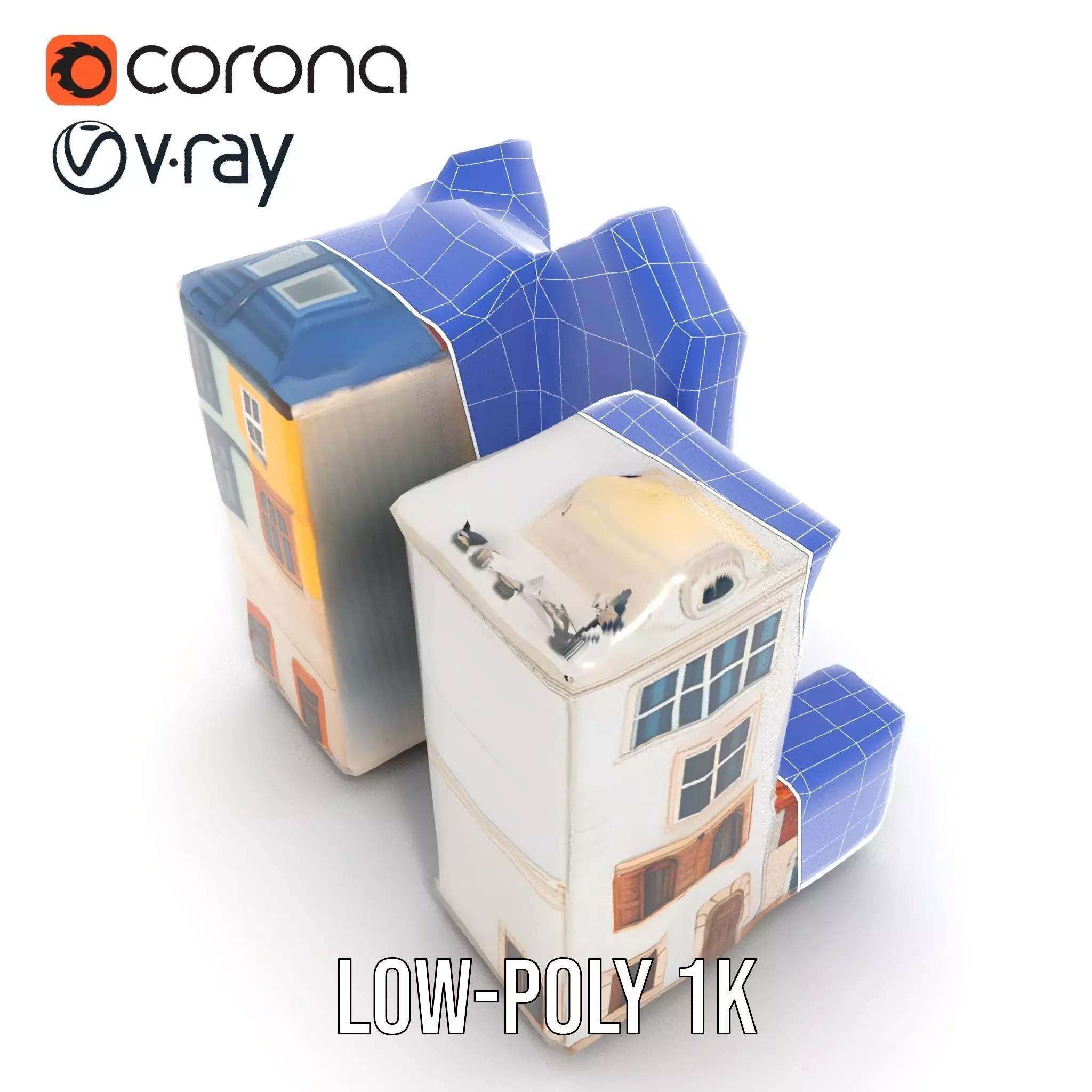 Charming Townhouse Faade model pack Low-poly 3D model_23