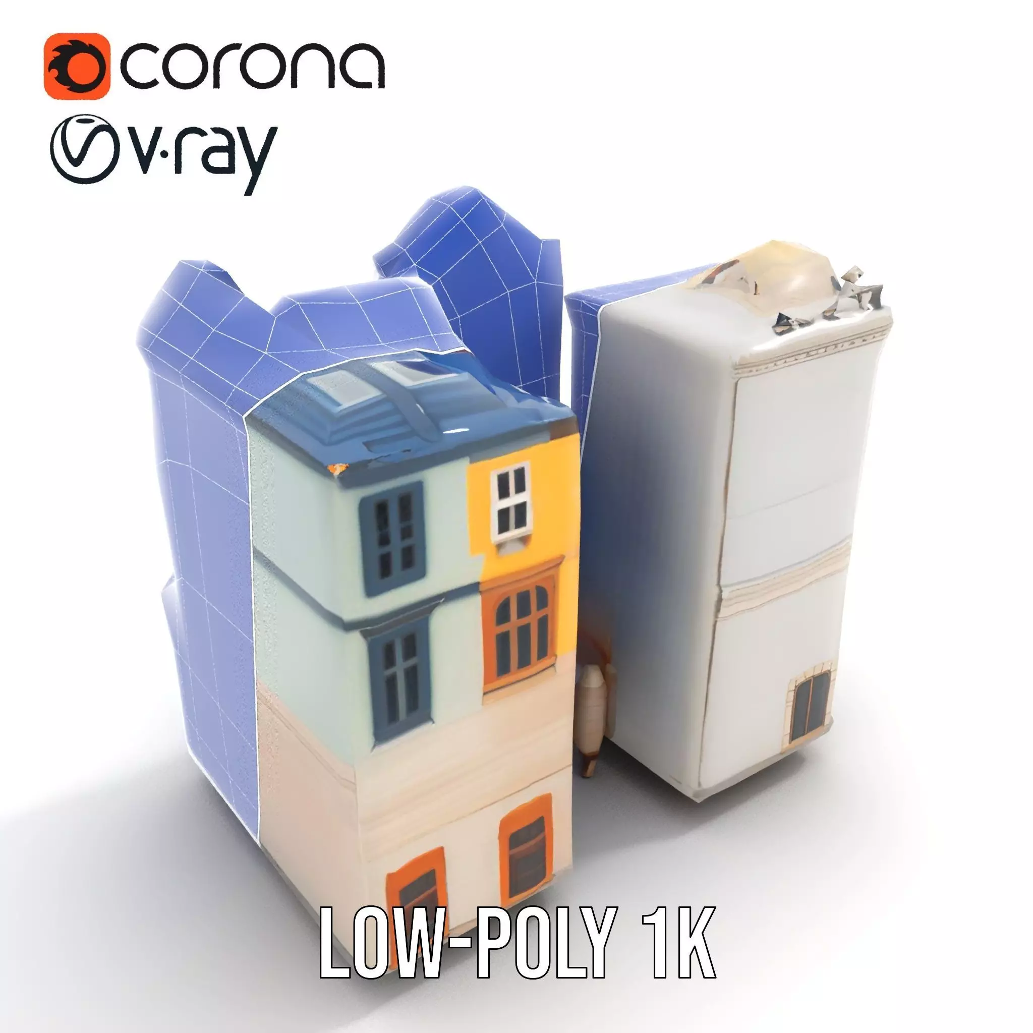 Charming Townhouse Faade model pack Low-poly 3D model_20