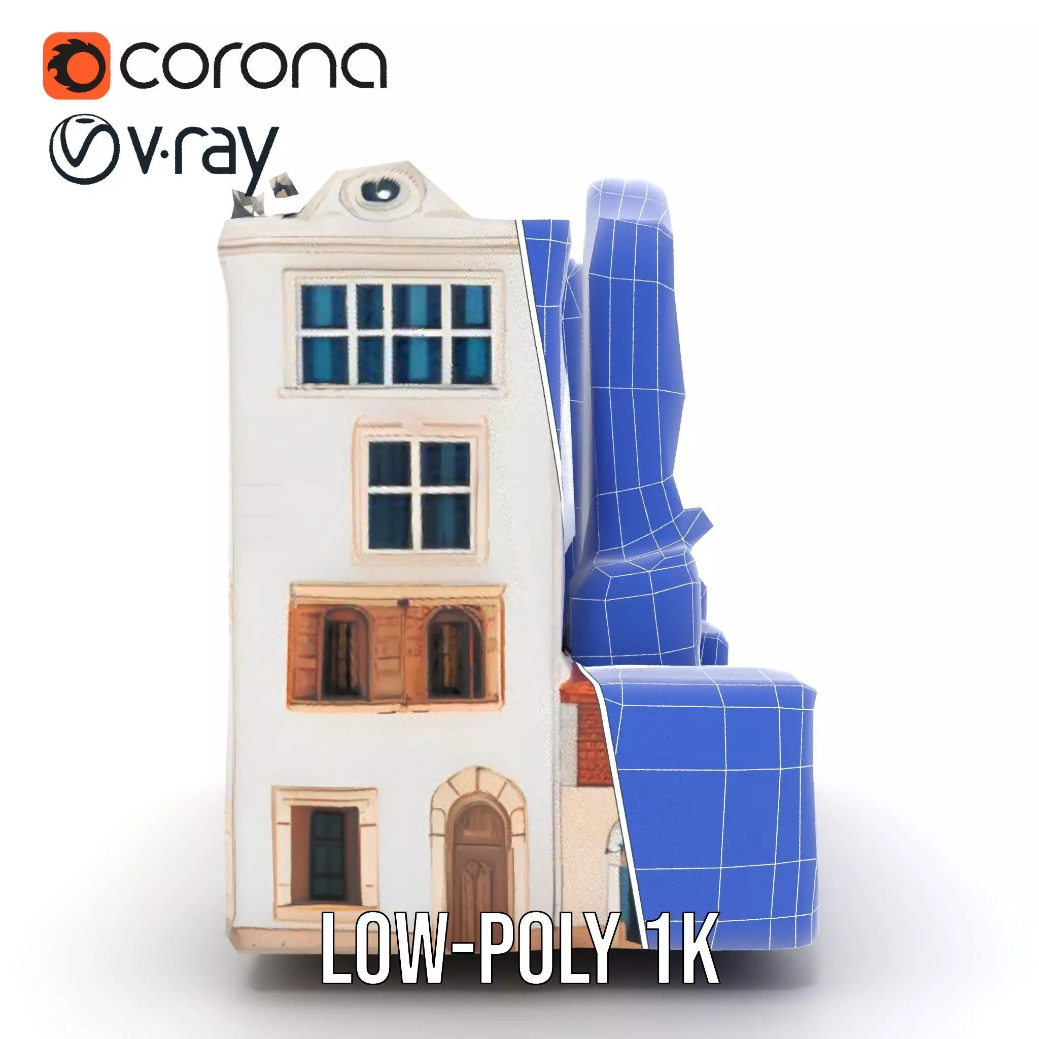 Charming Townhouse Faade model pack Low-poly 3D model_26