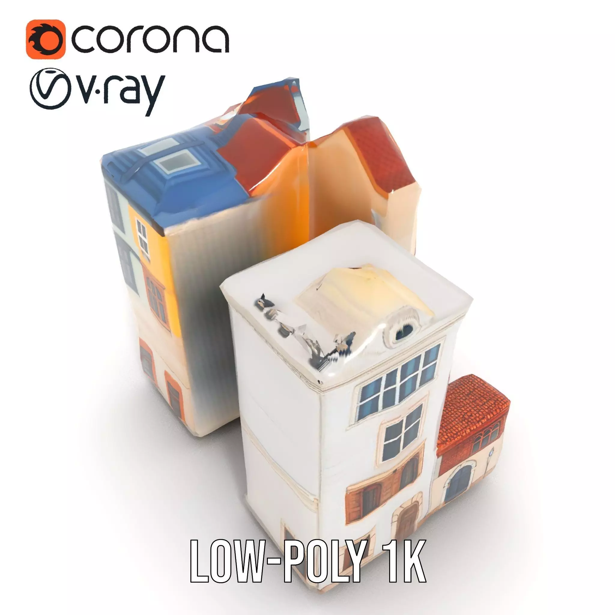 Charming Townhouse Faade model pack Low-poly 3D model_17