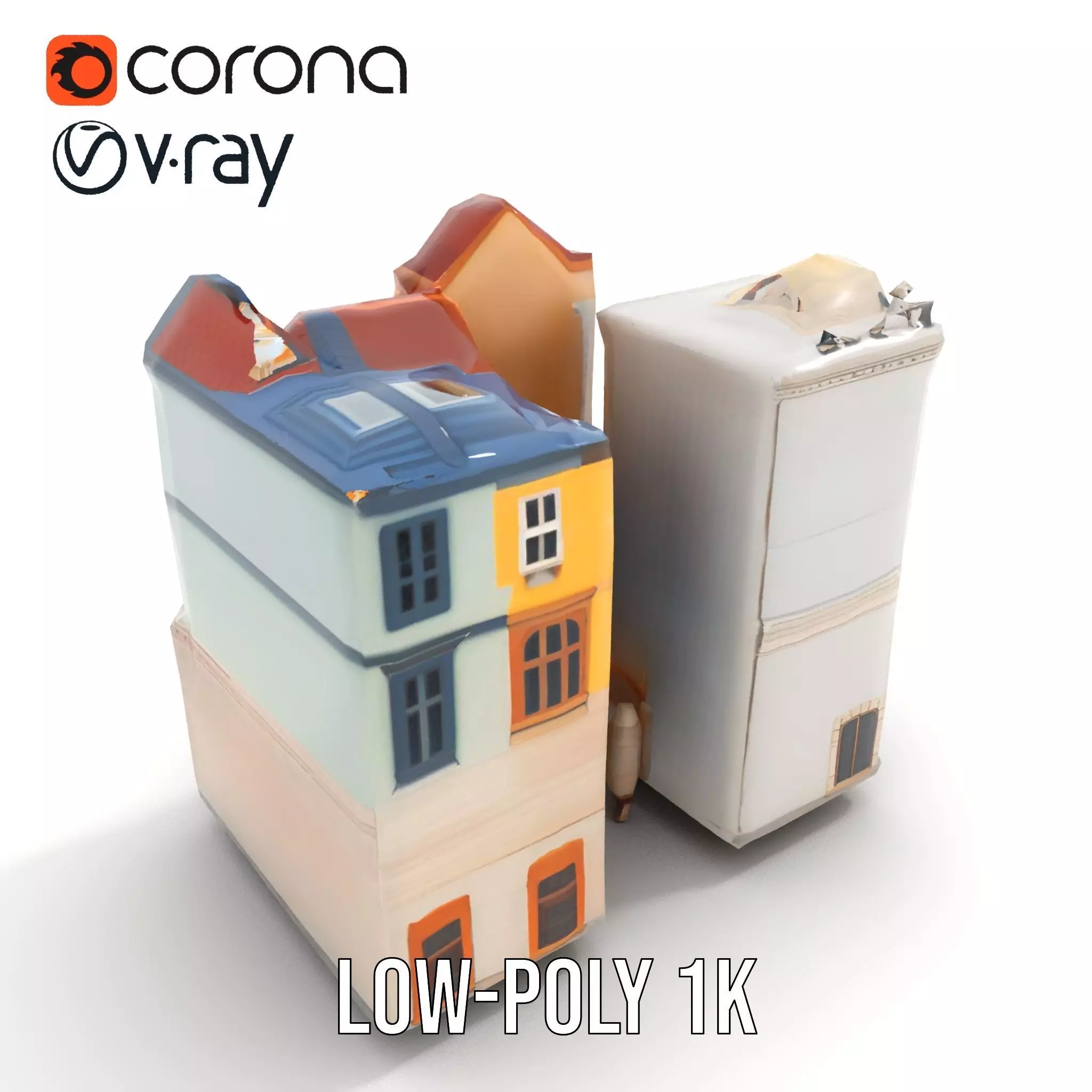 Charming Townhouse Faade model pack Low-poly 3D model_14