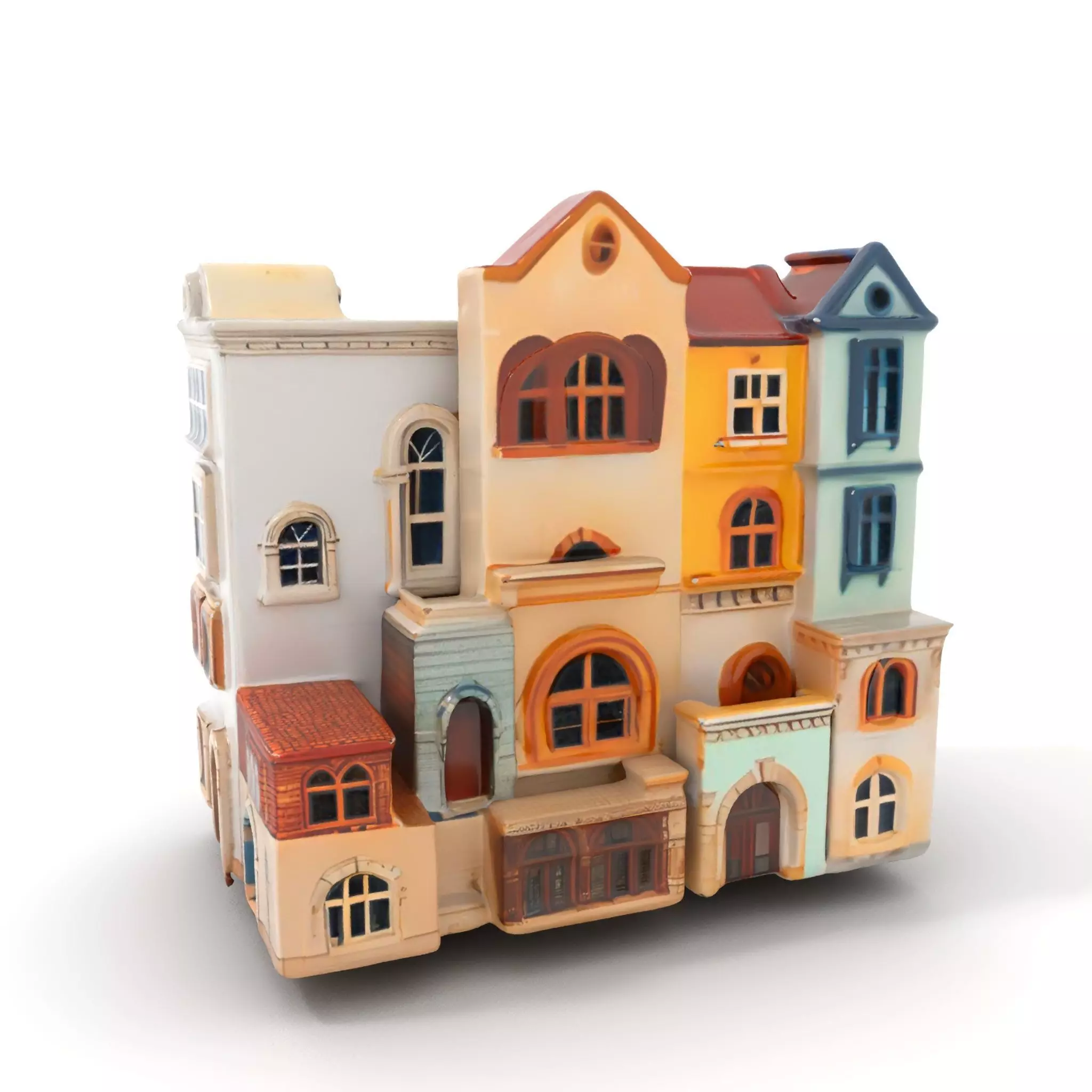 Charming Townhouse Faade model pack Low-poly 3D model_0