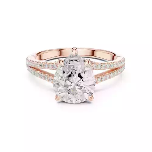 Pear Cut Crossover Hidden Halo Diamond Woman Ring 3DM STL Video