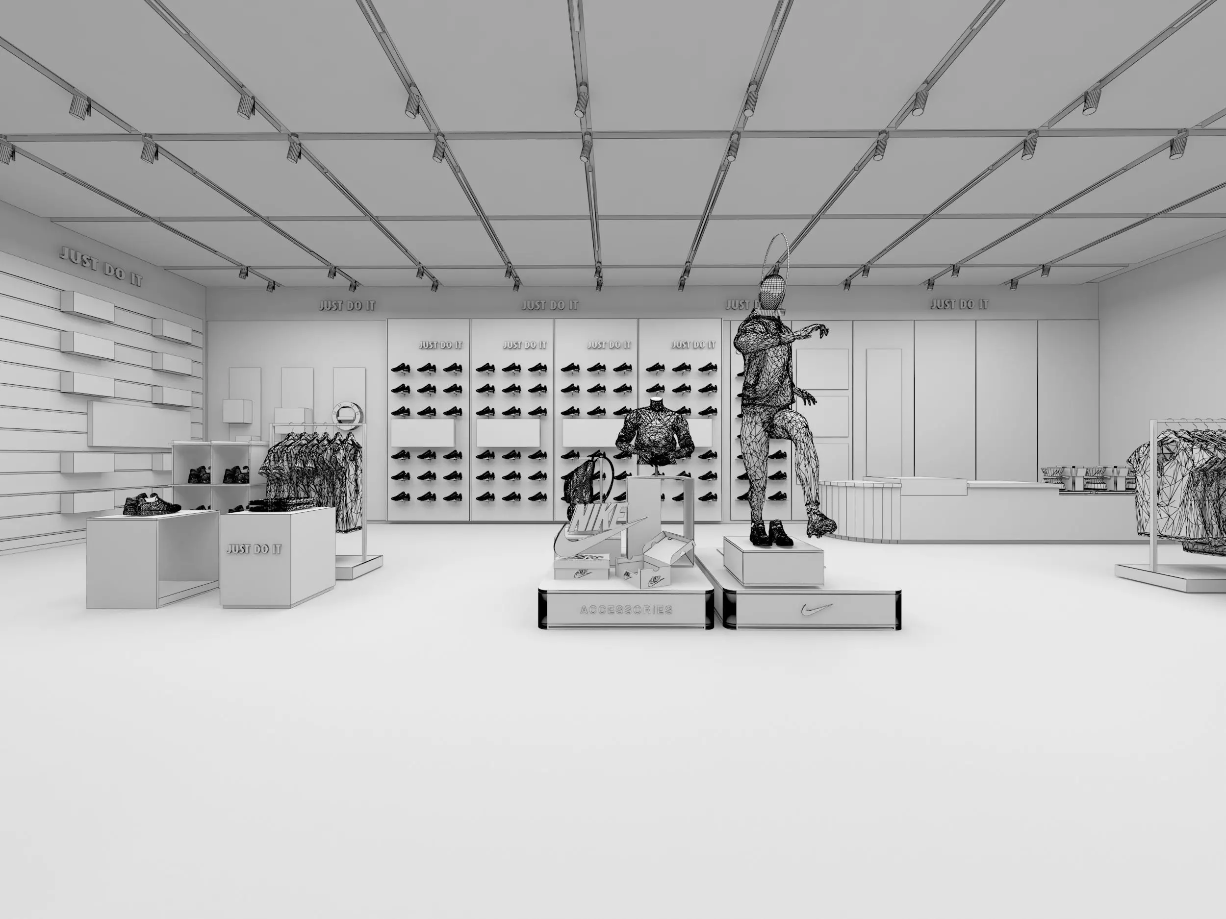 Shoe store interior Low-poly 3D model_6