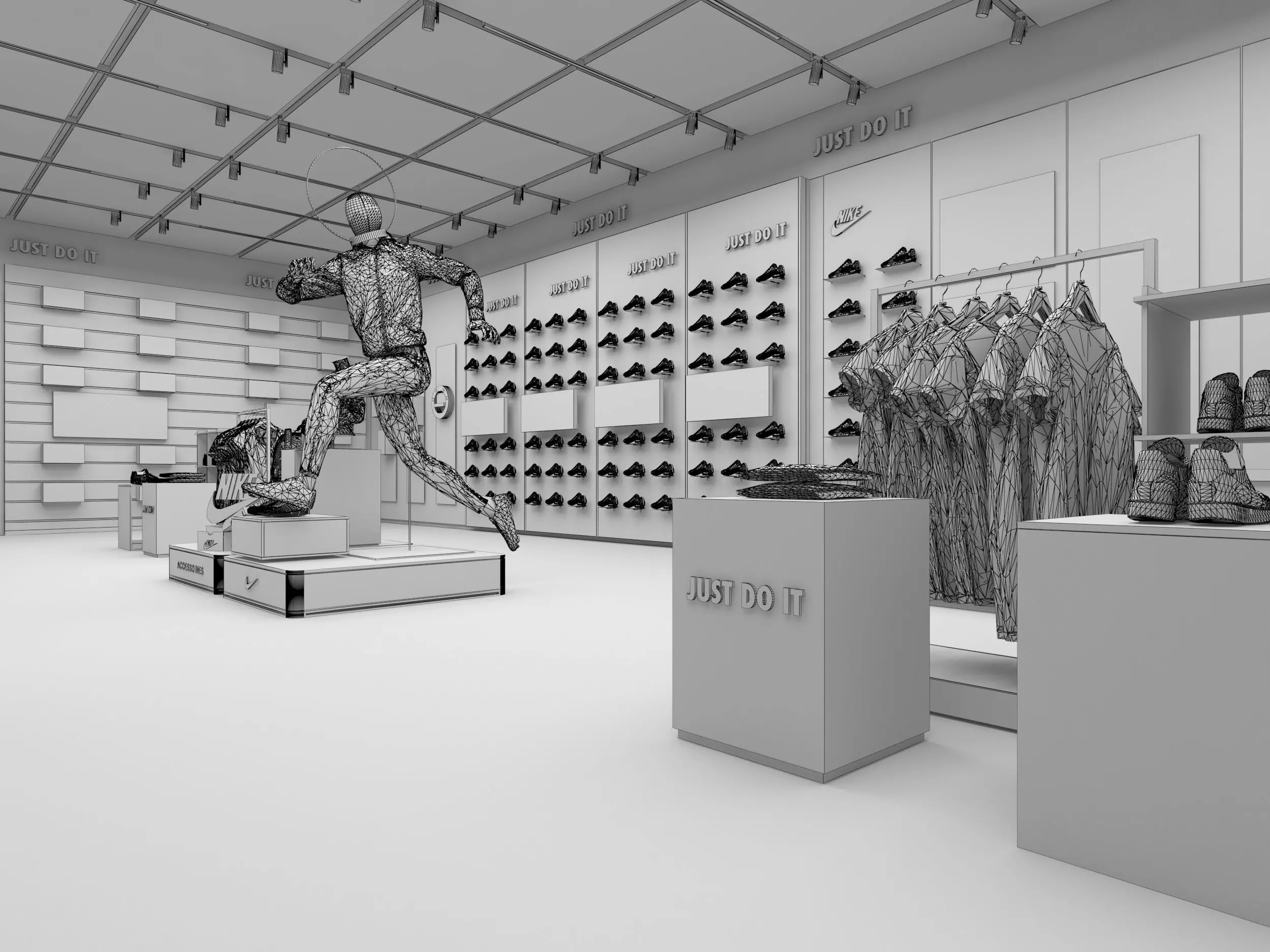 Shoe store interior Low-poly 3D model_5