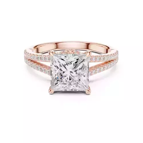 Split Shank Princess Cut Diamond Engagement Ring 3DM STL Video