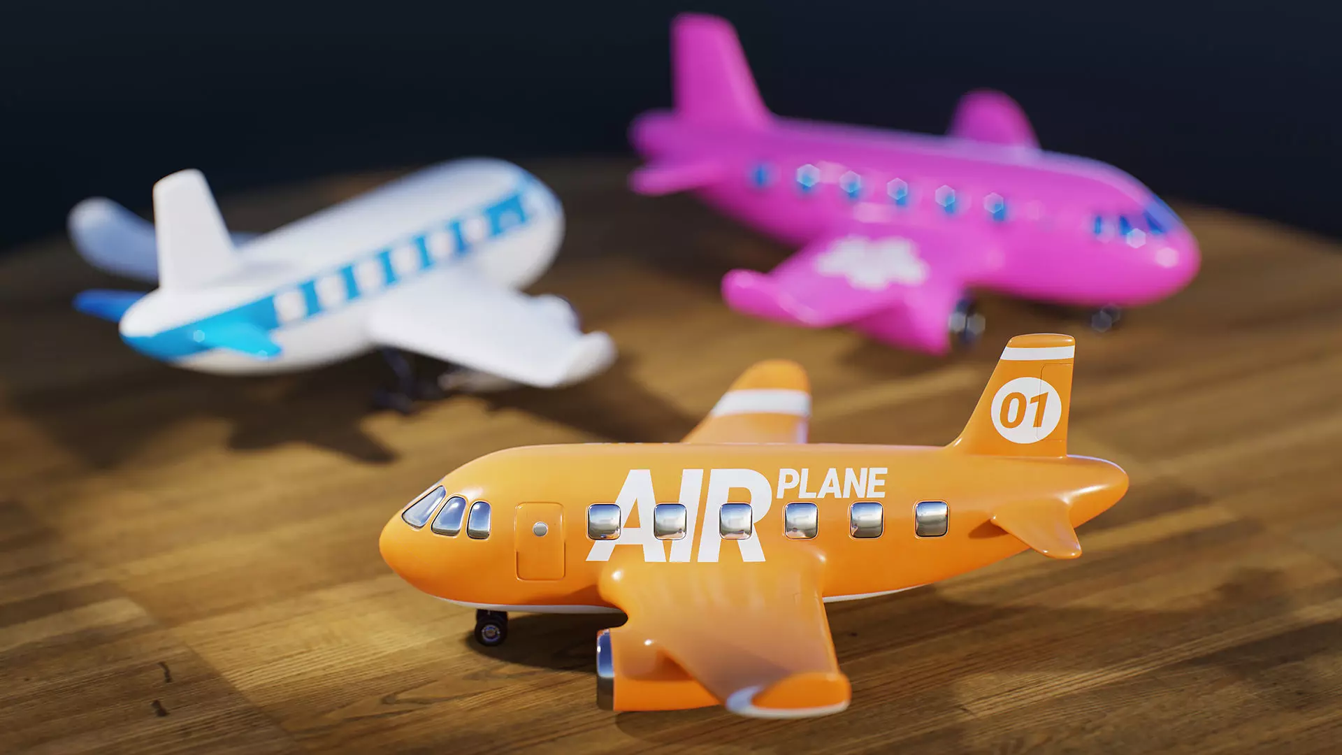 Stylized Toy Airplane Low-poly 3D model_4