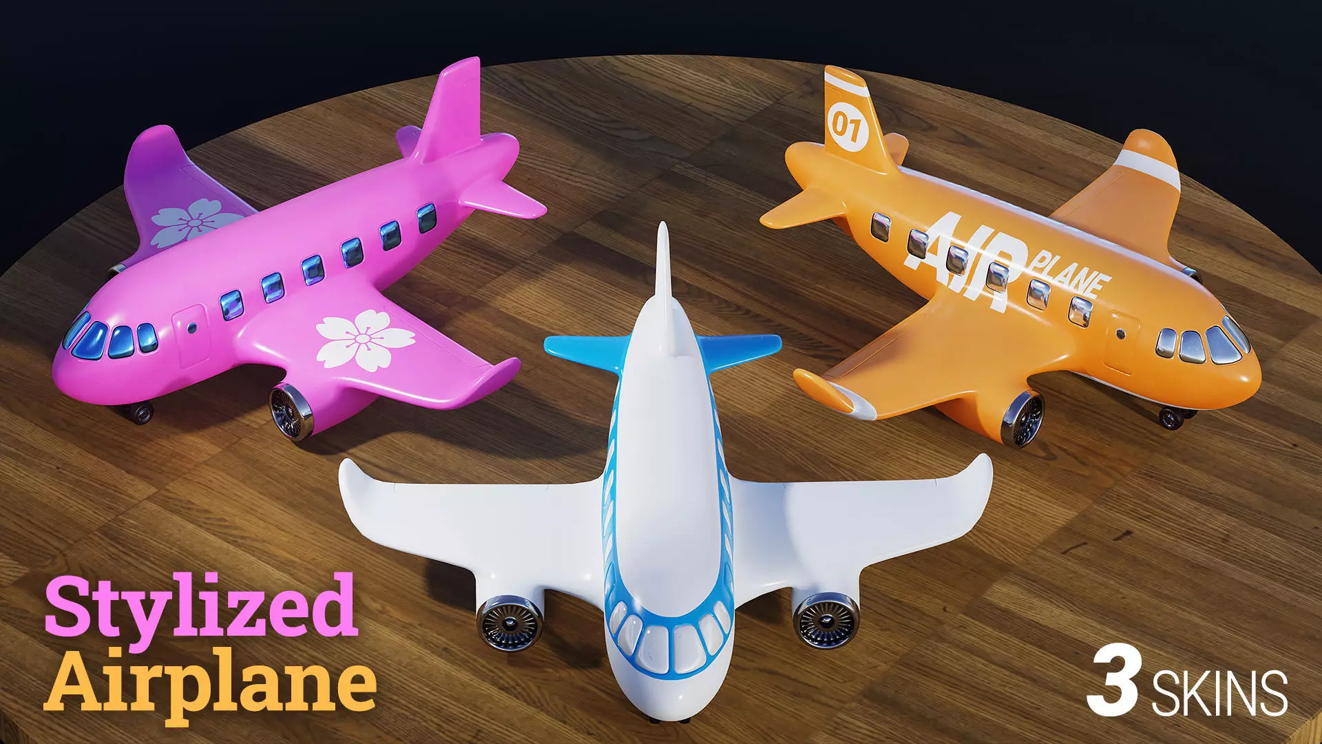 Stylized Toy Airplane Low-poly 3D model_0