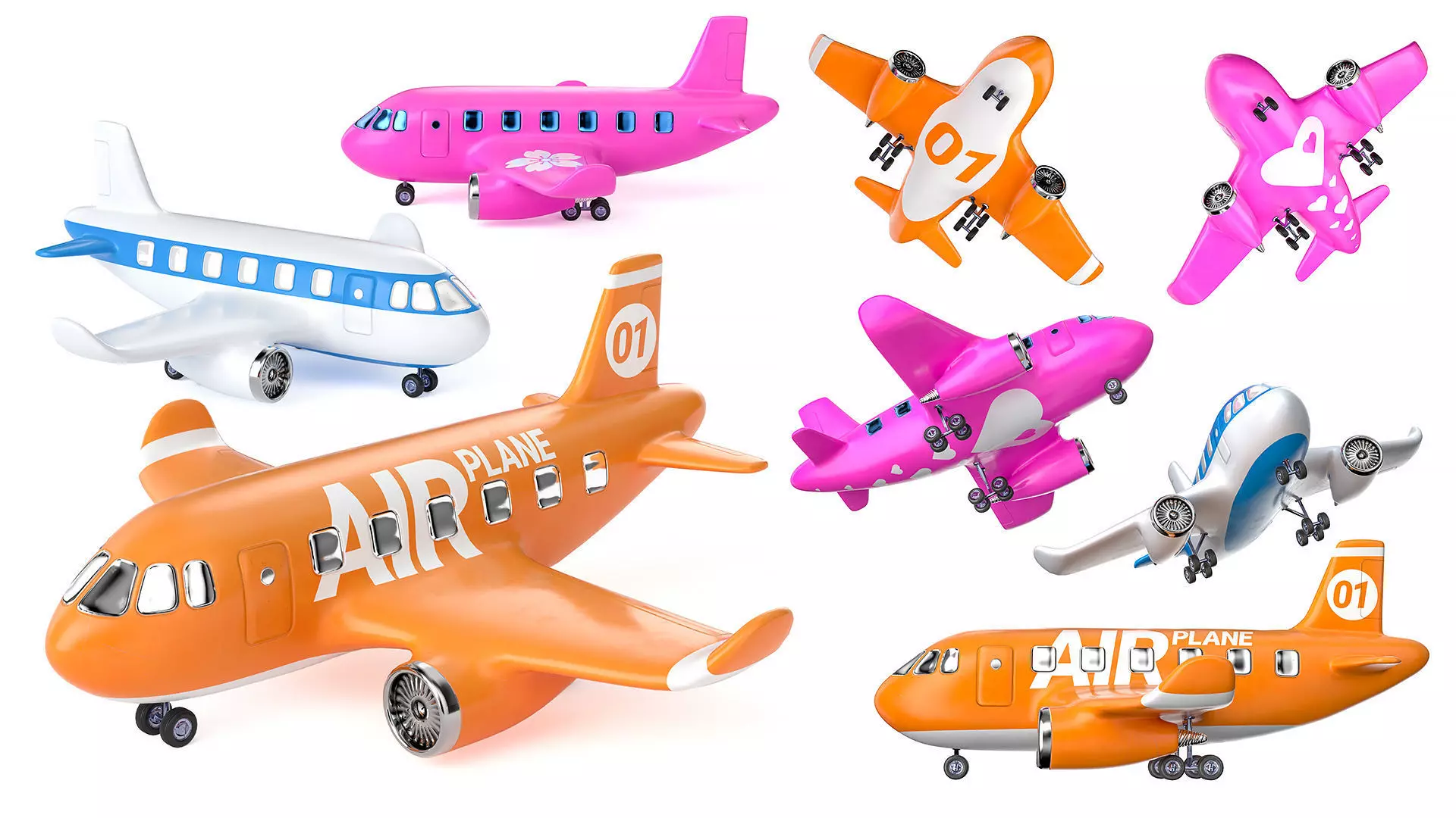 Stylized Toy Airplane Low-poly 3D model_6