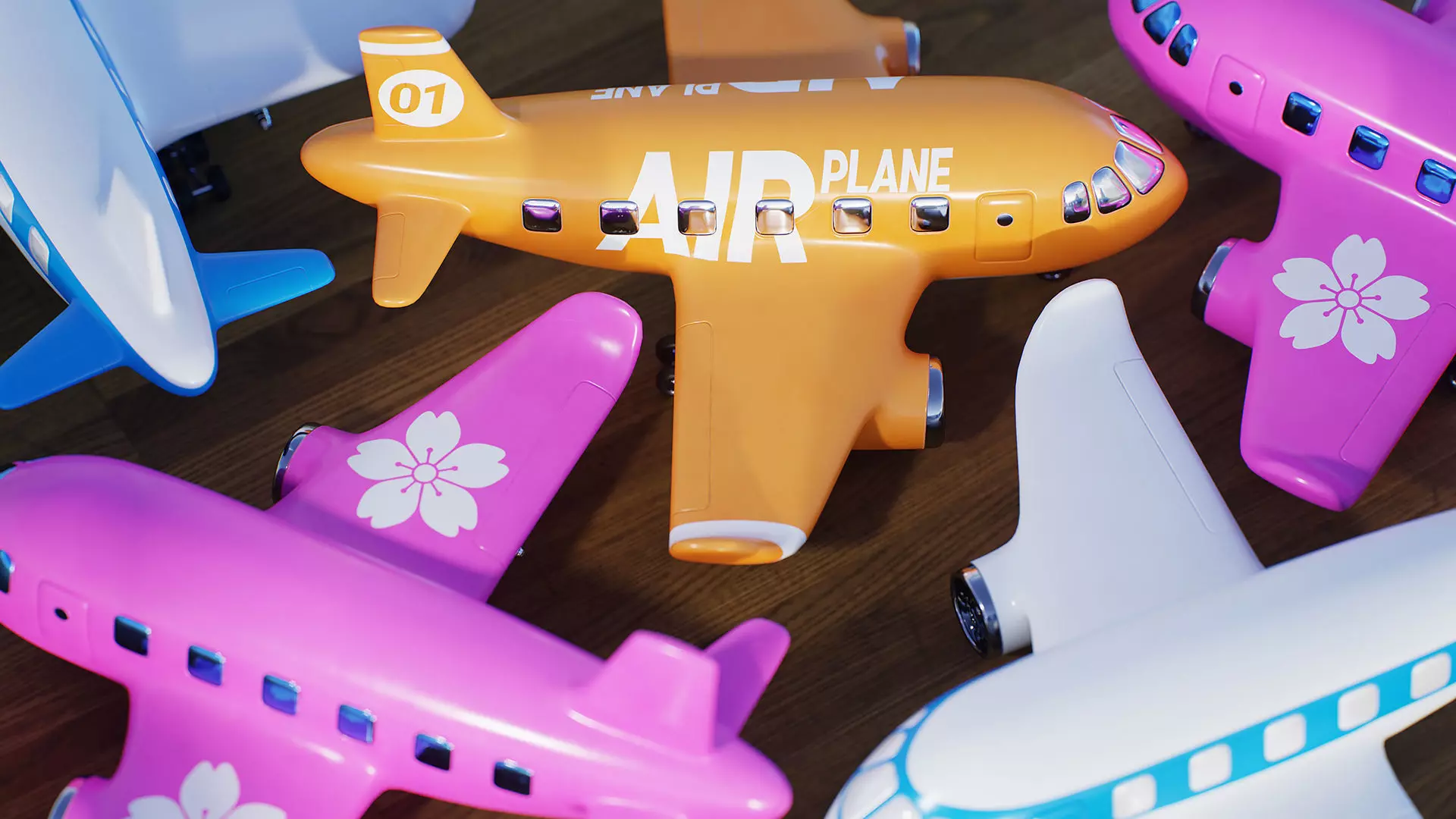 Stylized Toy Airplane Low-poly 3D model_5