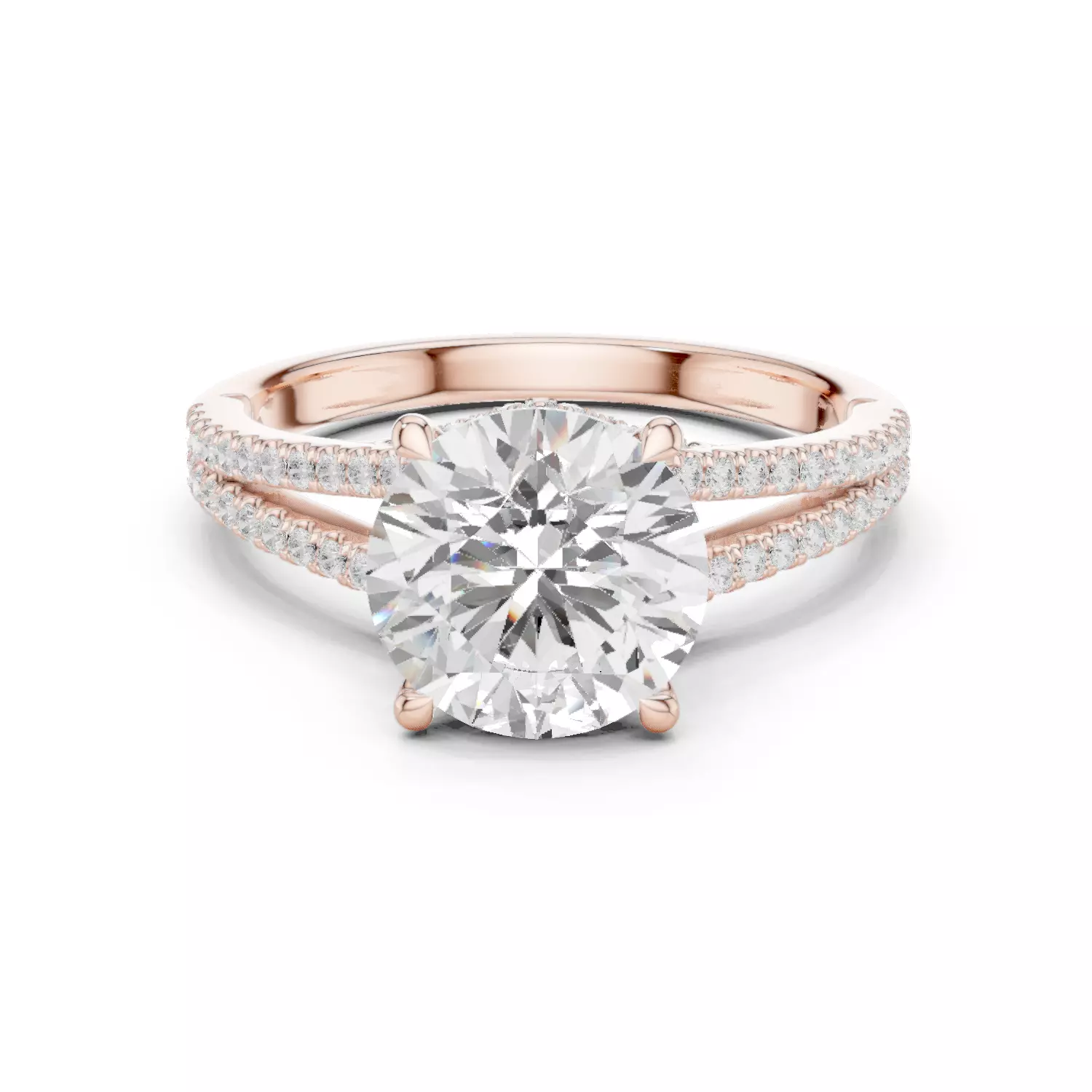 Split Shank Round Cut Diamond Engagement Ring 3DM STL Video 3D print model_12