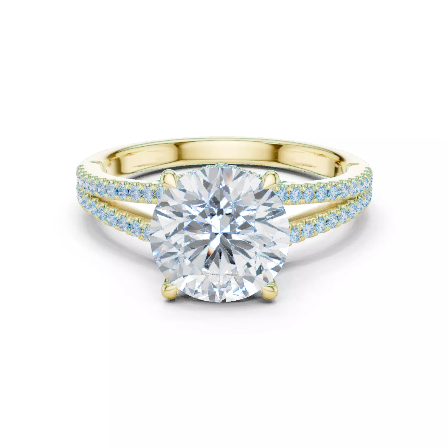 Split Shank Round Cut Diamond Engagement Ring 3DM STL Video 3D print model_13