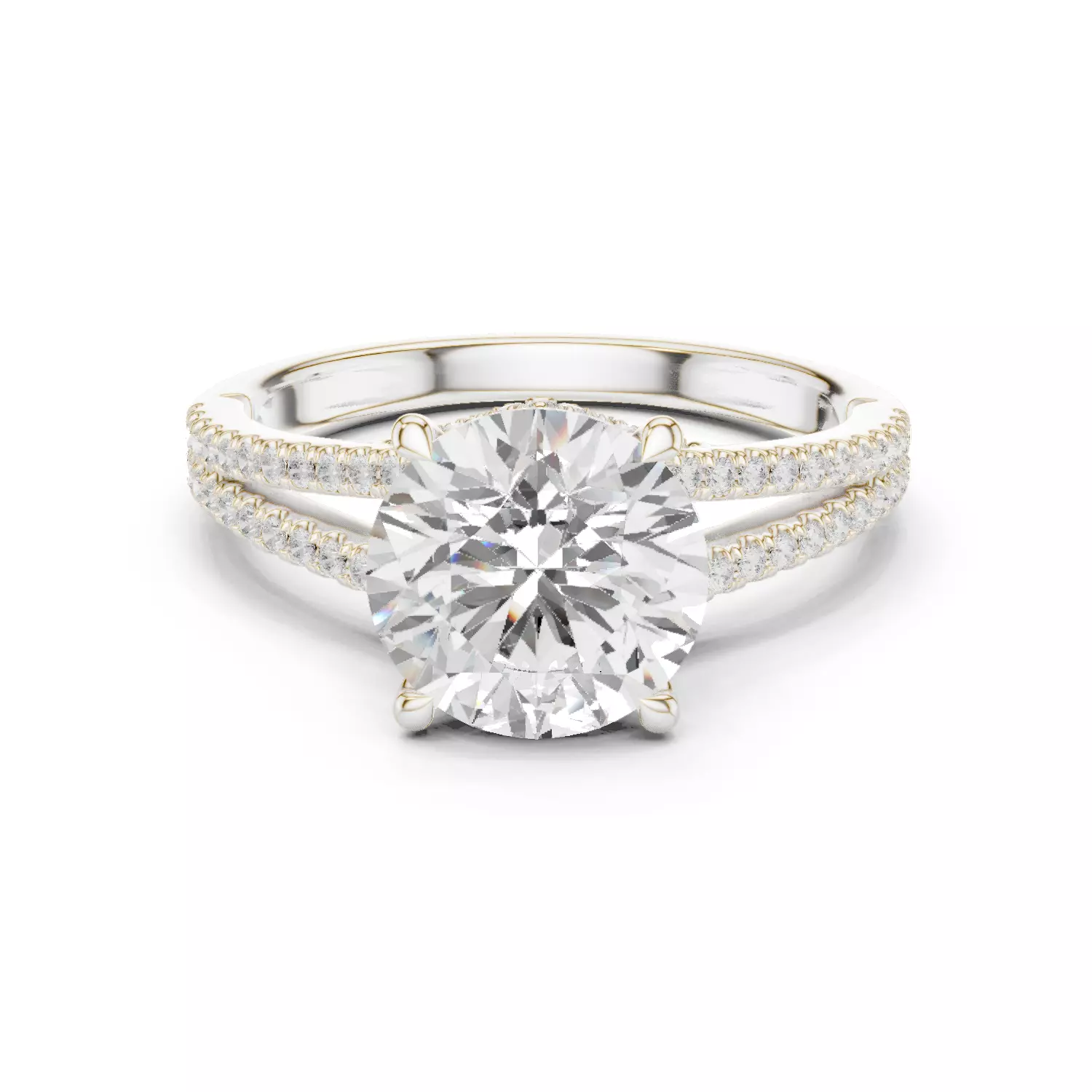 Split Shank Round Cut Diamond Engagement Ring 3DM STL Video 3D print model_14