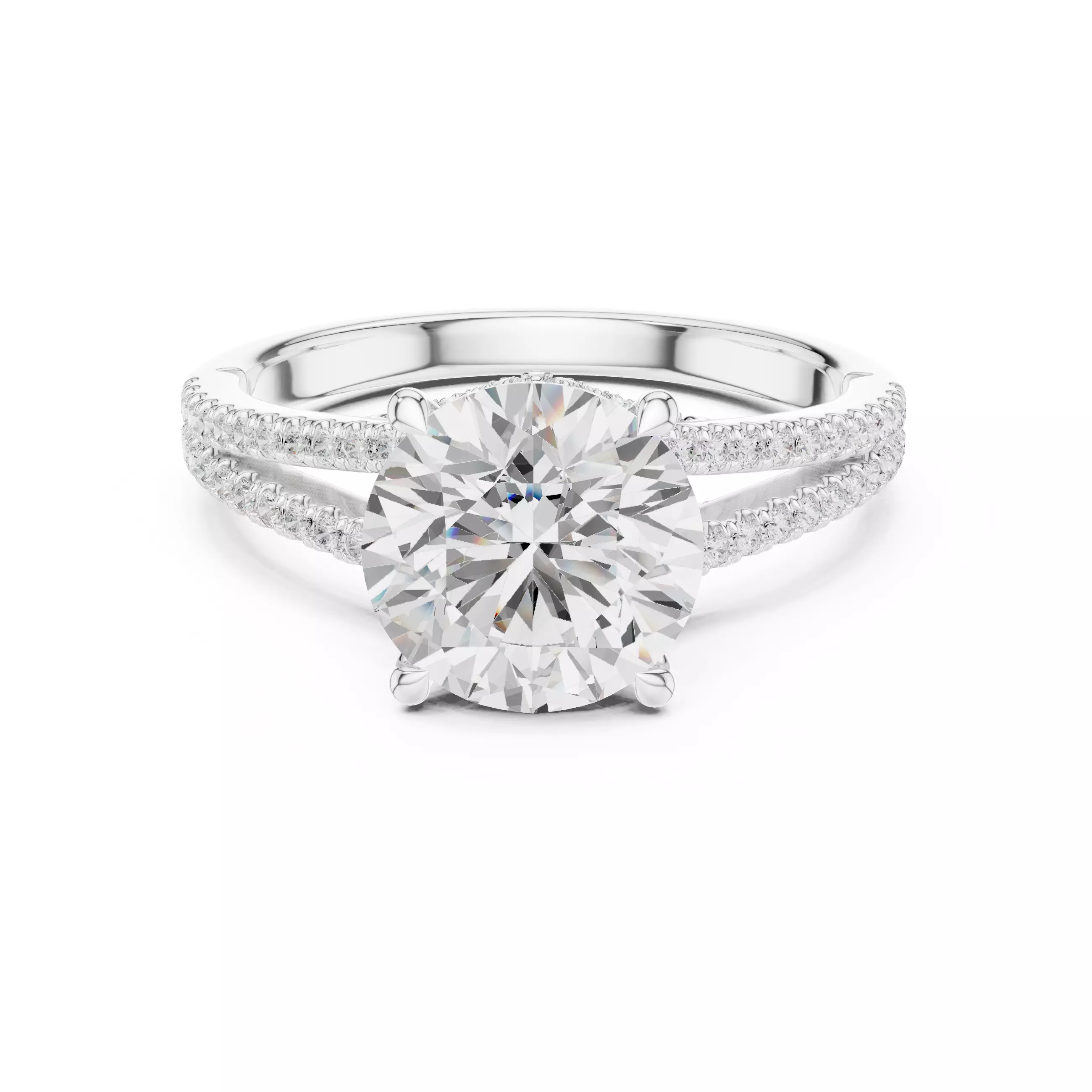 Split Shank Round Cut Diamond Engagement Ring 3DM STL Video 3D print model_2