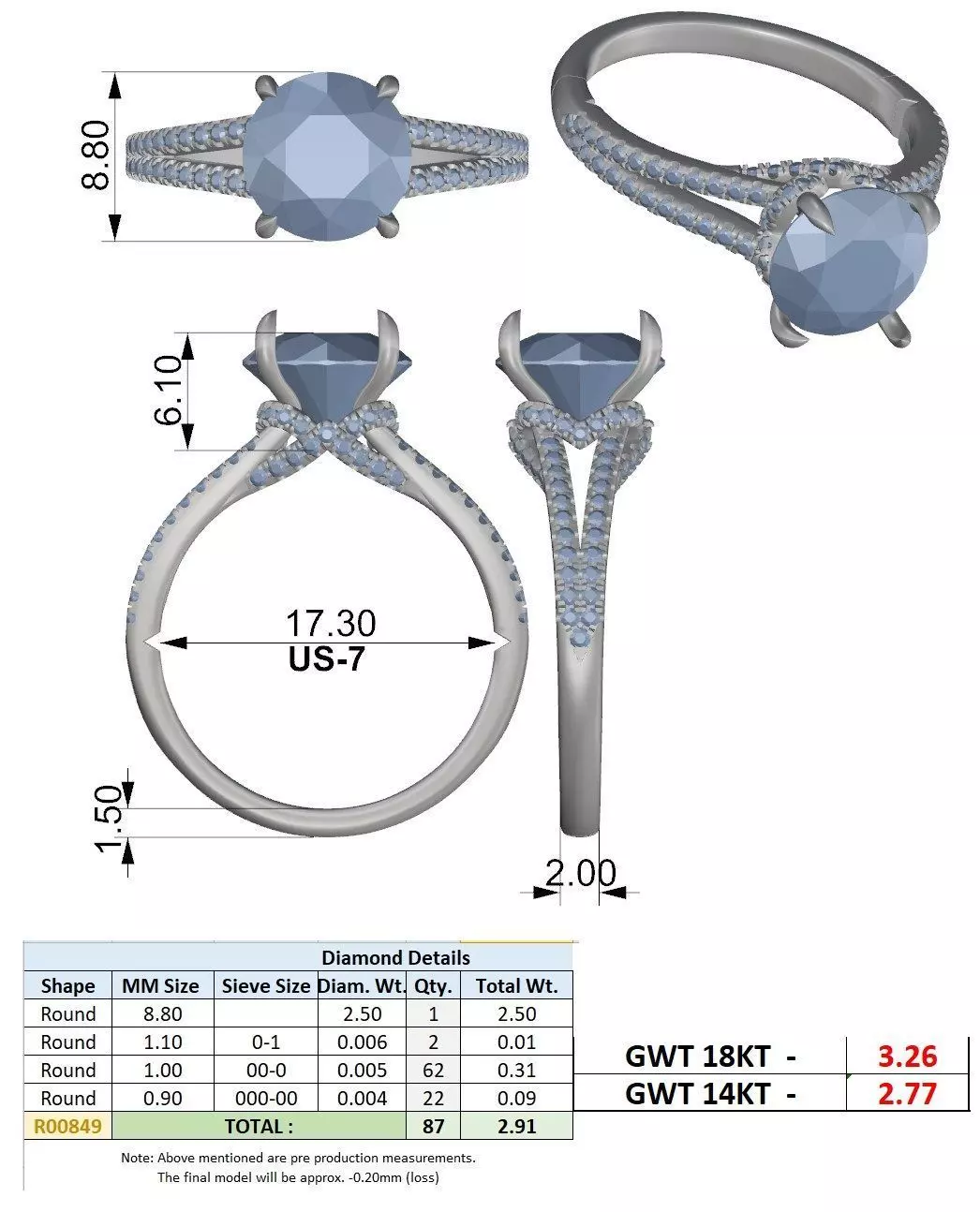 Split Shank Round Cut Diamond Engagement Ring 3DM STL Video 3D print model_15