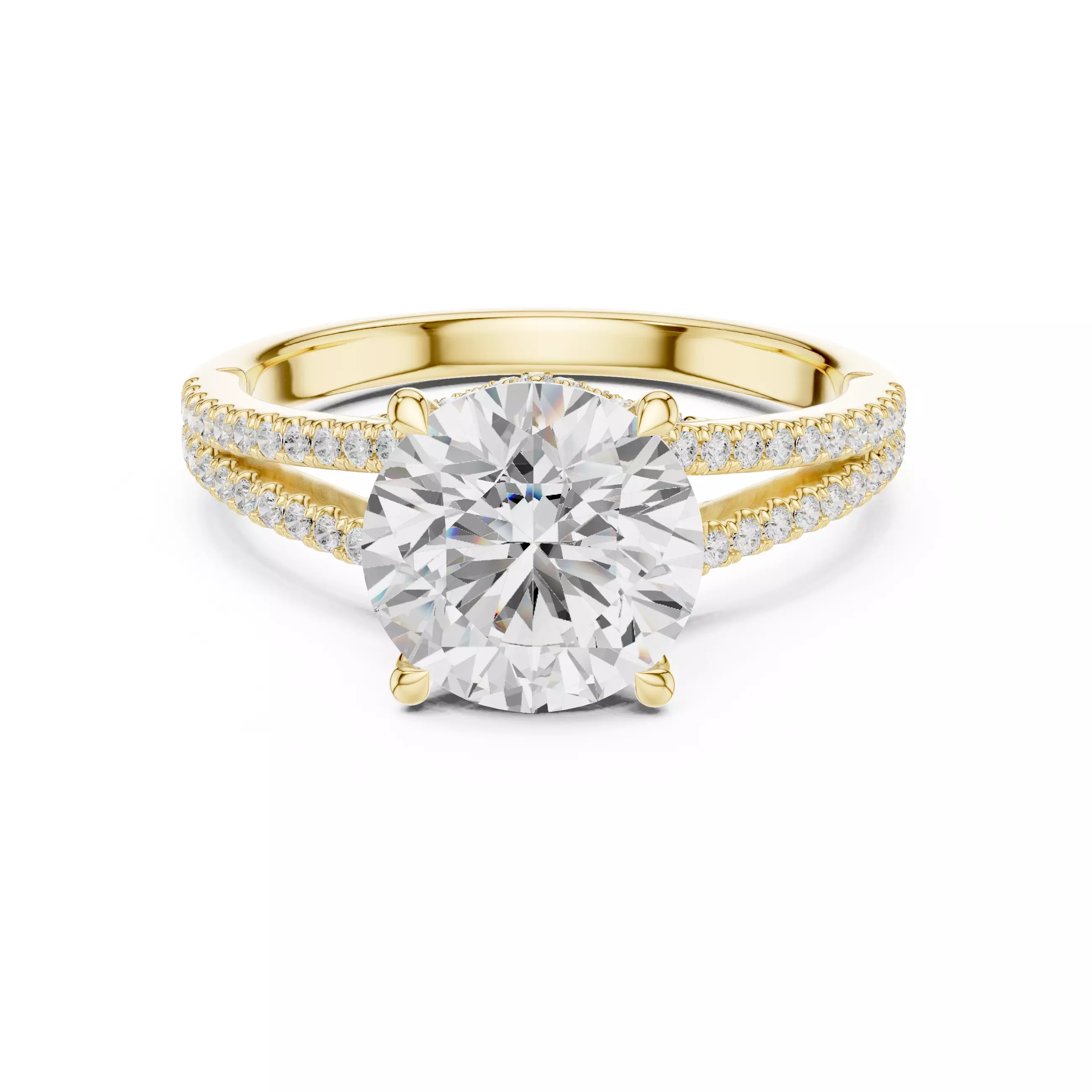 Split Shank Round Cut Diamond Engagement Ring 3DM STL Video 3D print model_1