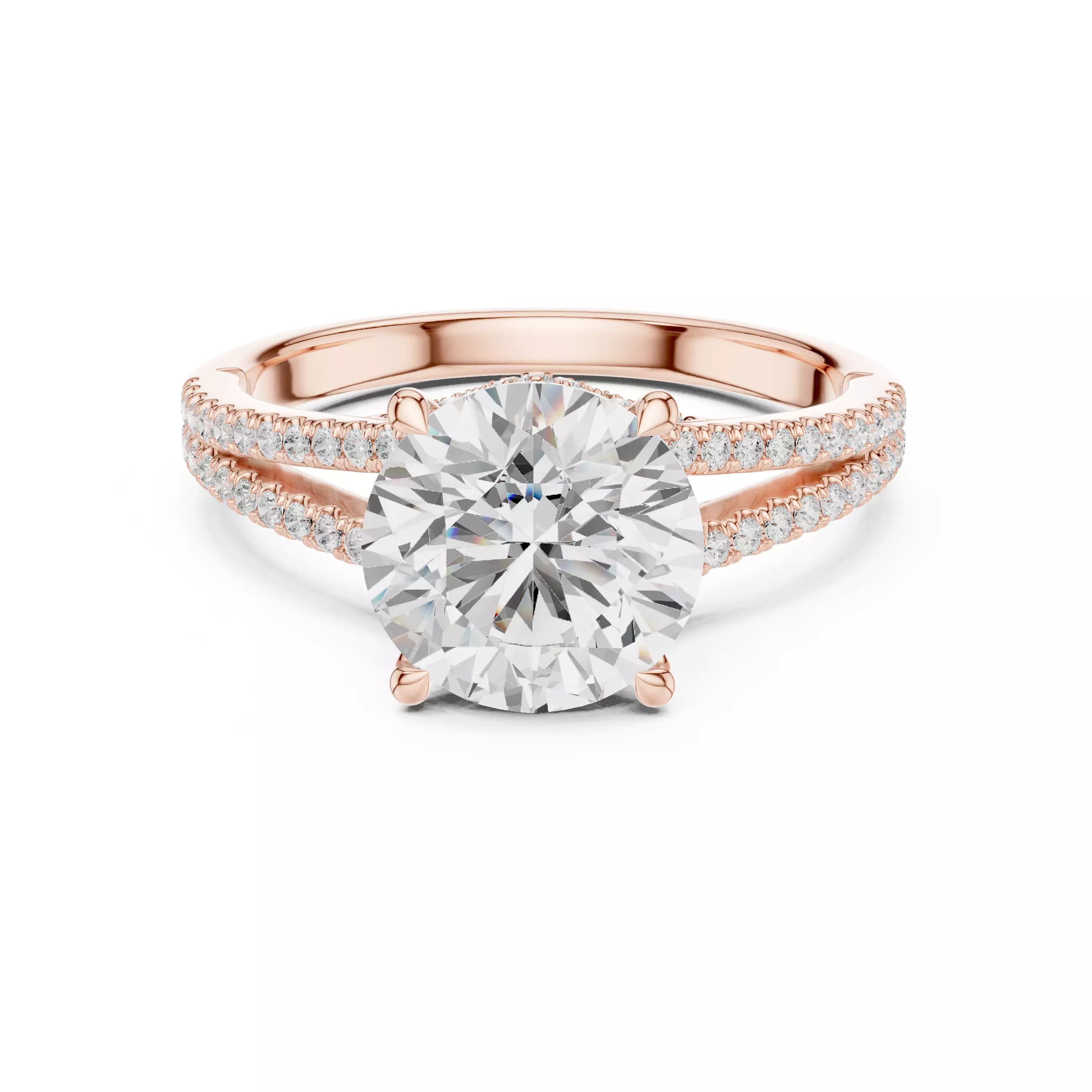 Split Shank Round Cut Diamond Engagement Ring 3DM STL Video 3D print model_0