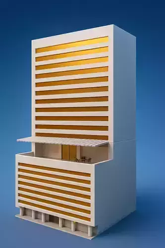 Modern Commercial Office Tower - Low Poly High-Rise 3D Model